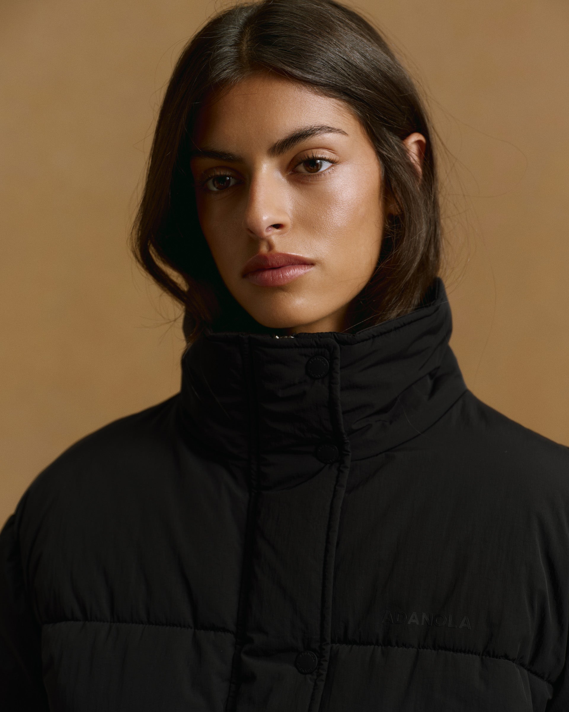 Funnel Neck Puffer Jacket - Black