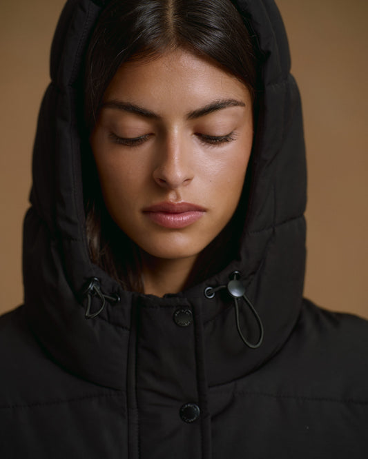 Hooded Puffer Jacket - Black