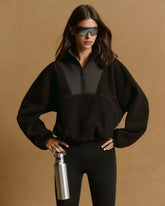 Seam Detail Quarter Zip Polar Fleece - Black