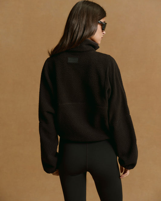 Seam Detail Quarter Zip Polar Fleece - Black