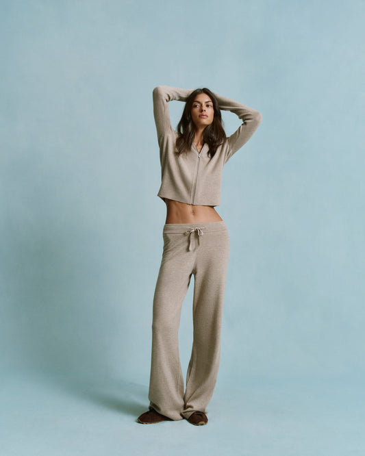 Knit Straight Leg Trousers - Sand