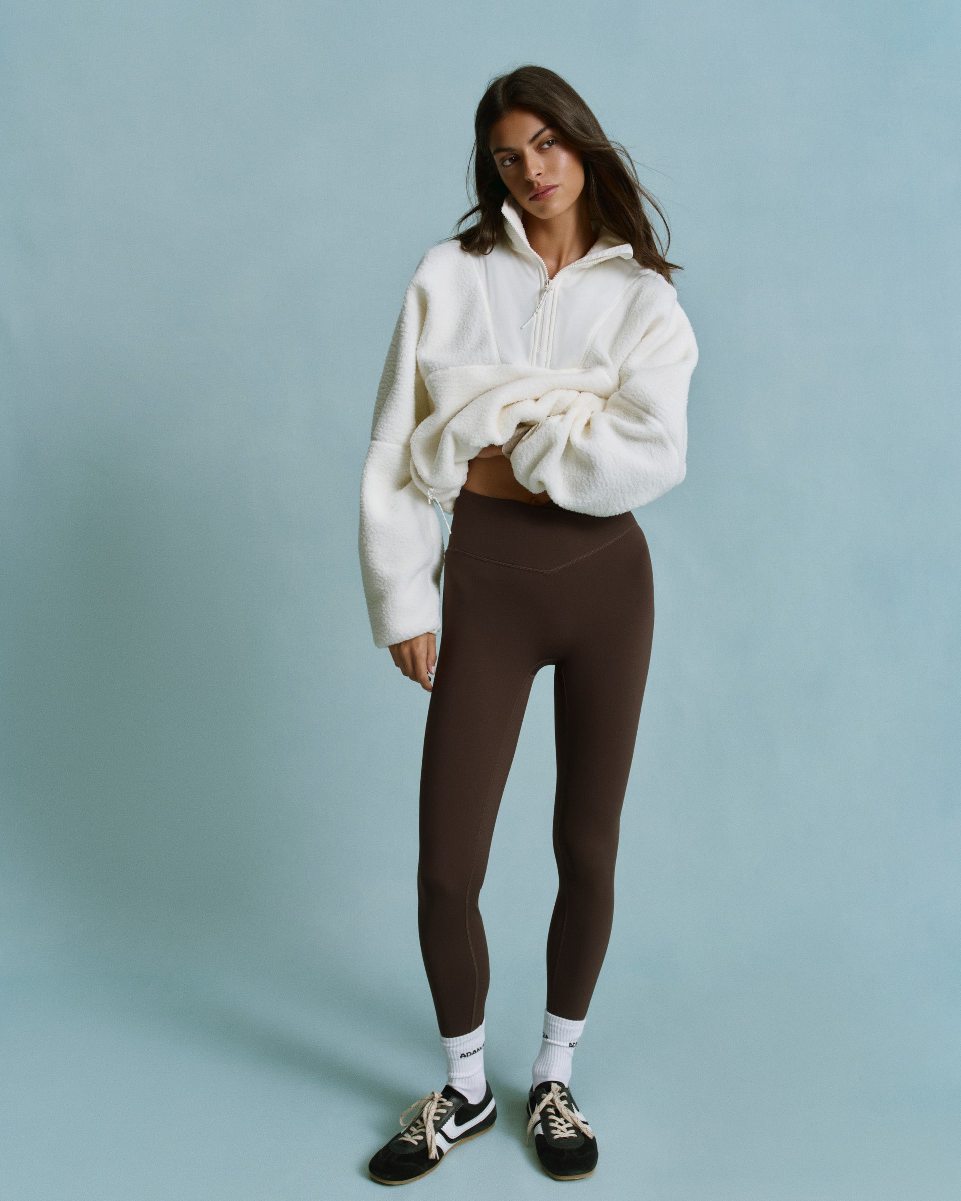 Seam Detail Quarter Zip Polar Fleece - Marshmallow White