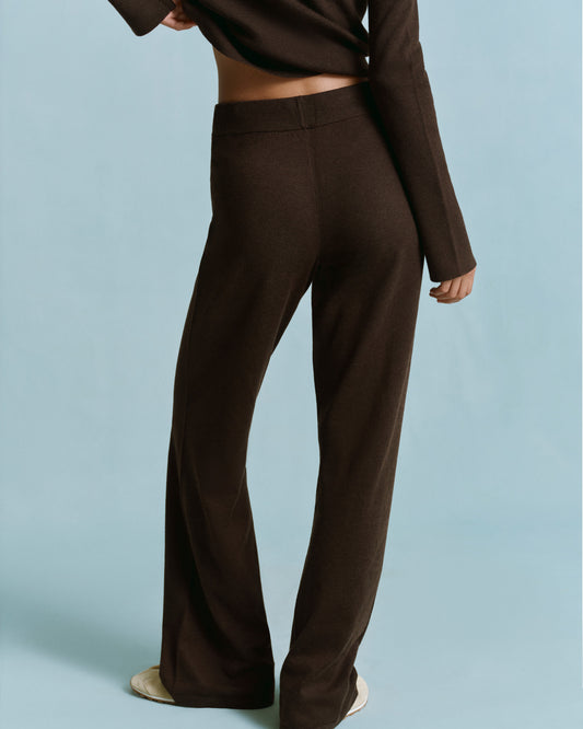 Knit Straight Leg Trousers - Coffee Bean