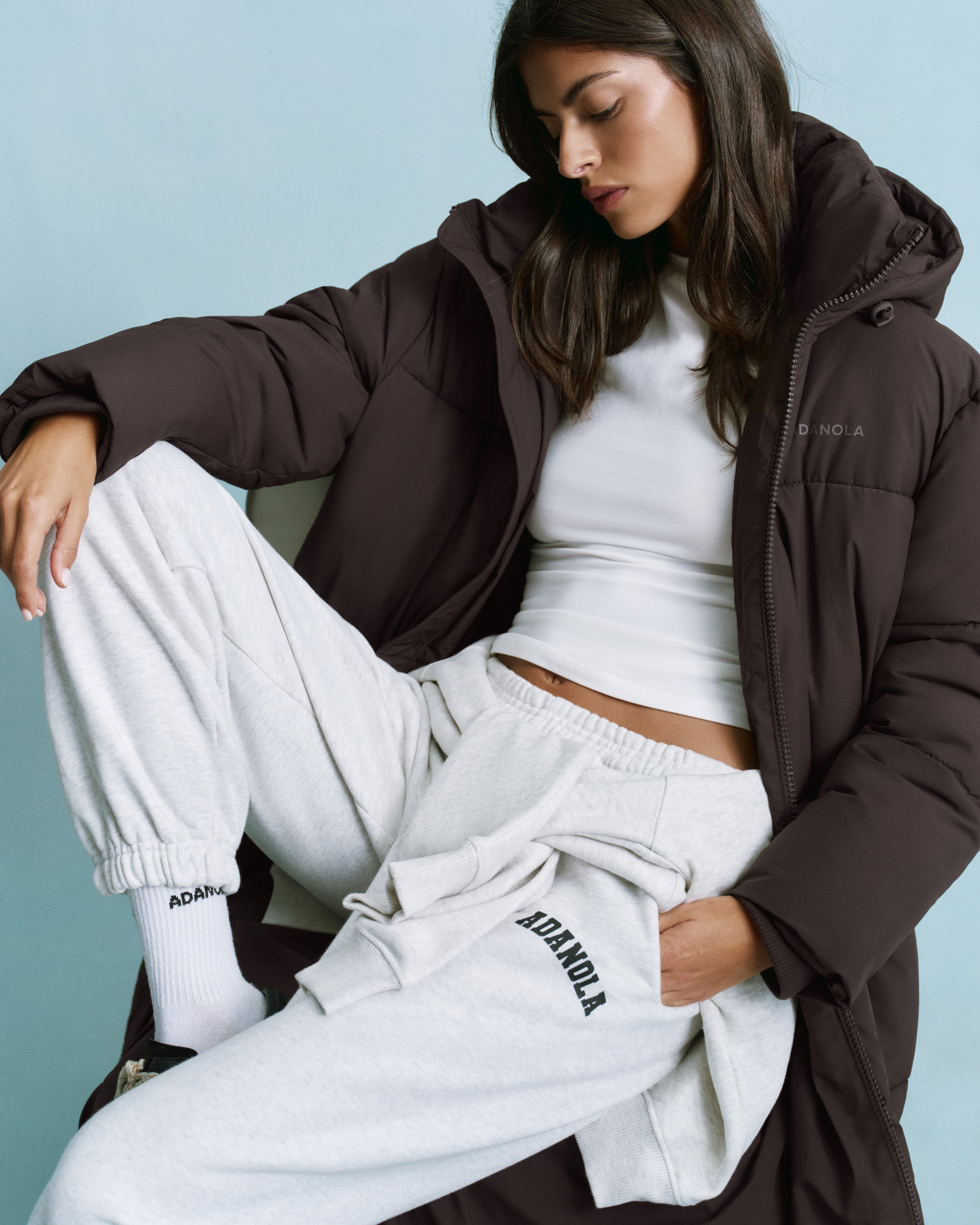 Longline Puffer Jacket Coffee Bean Adanola longline-puffer-jacket-coffee-bean-adanola