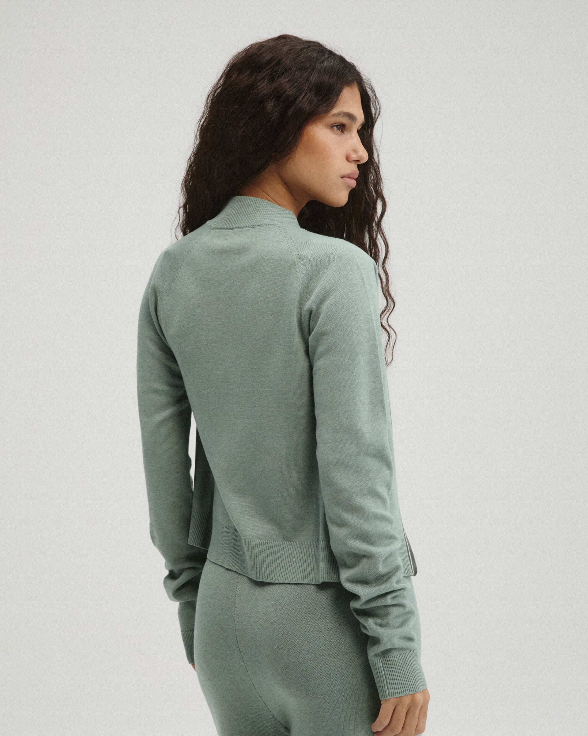 Knit Funnel Neck Sweatshirt - Cloud Blue