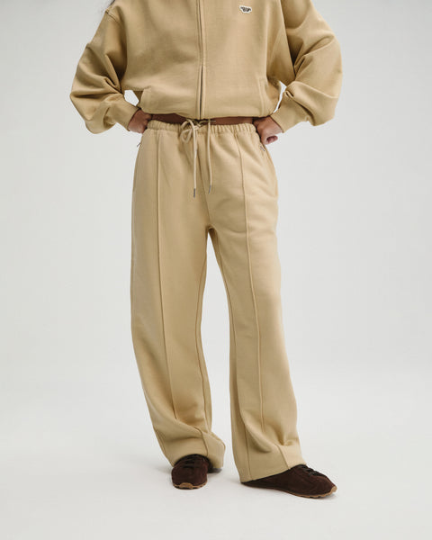 Pintuck Straight Leg Sweatpants - Caramel Beige – Adanola