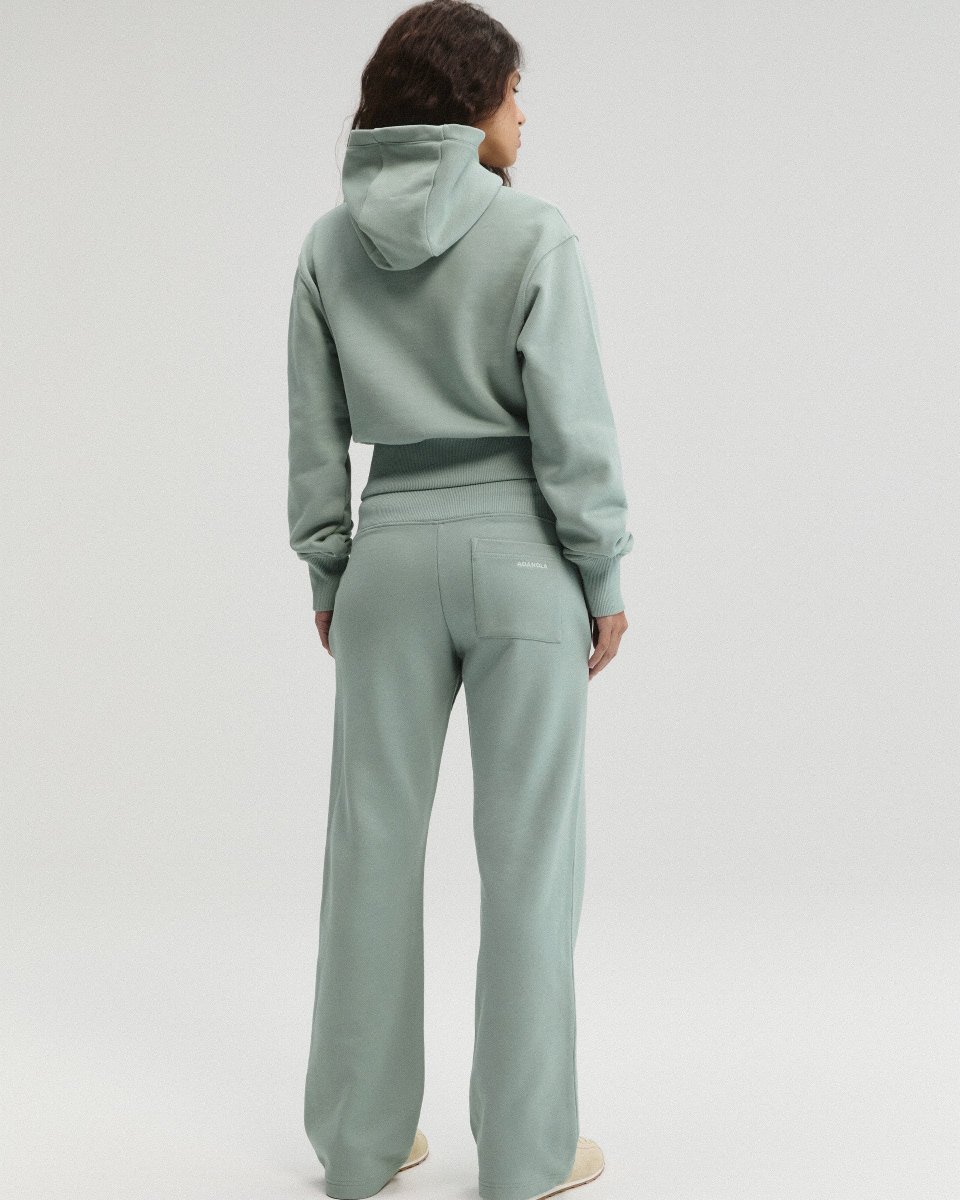 Rib Waist Straight Leg Sweatpants - Cloud Blue