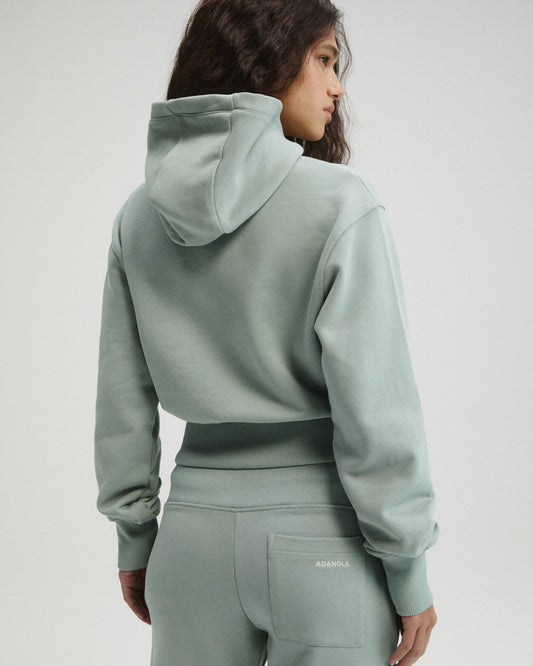 Cinch Hem Full Zip Hoodie - Cloud Blue