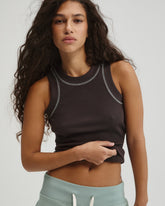 Overlock Ribbed Tank Top - Coffee Bean