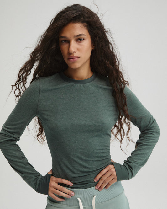 Modal Long Sleeve Technical Top - Sea Green
