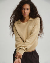Knit Panelled Pocket Sweatshirt - Caramel Beige