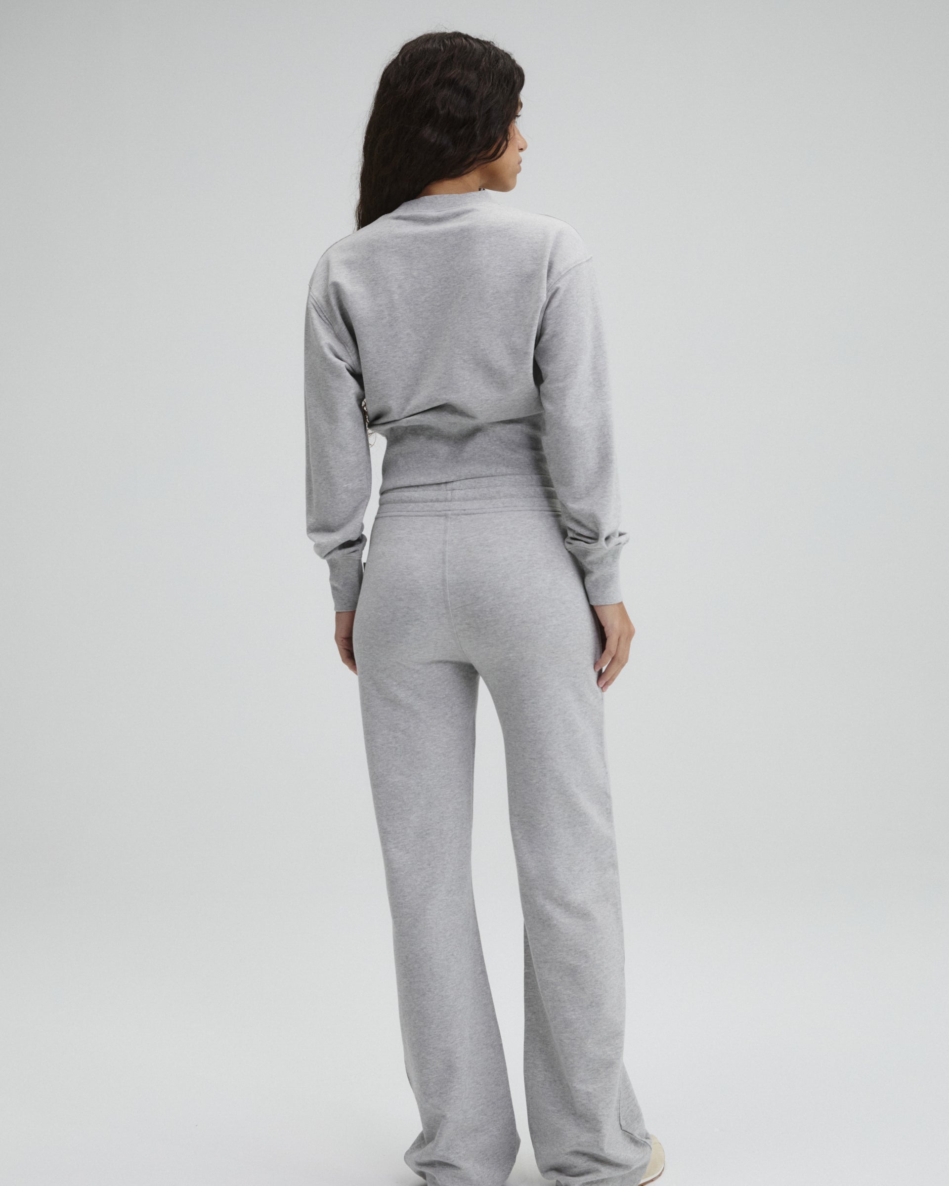Modal Straight Leg Pants - Light Grey Melange