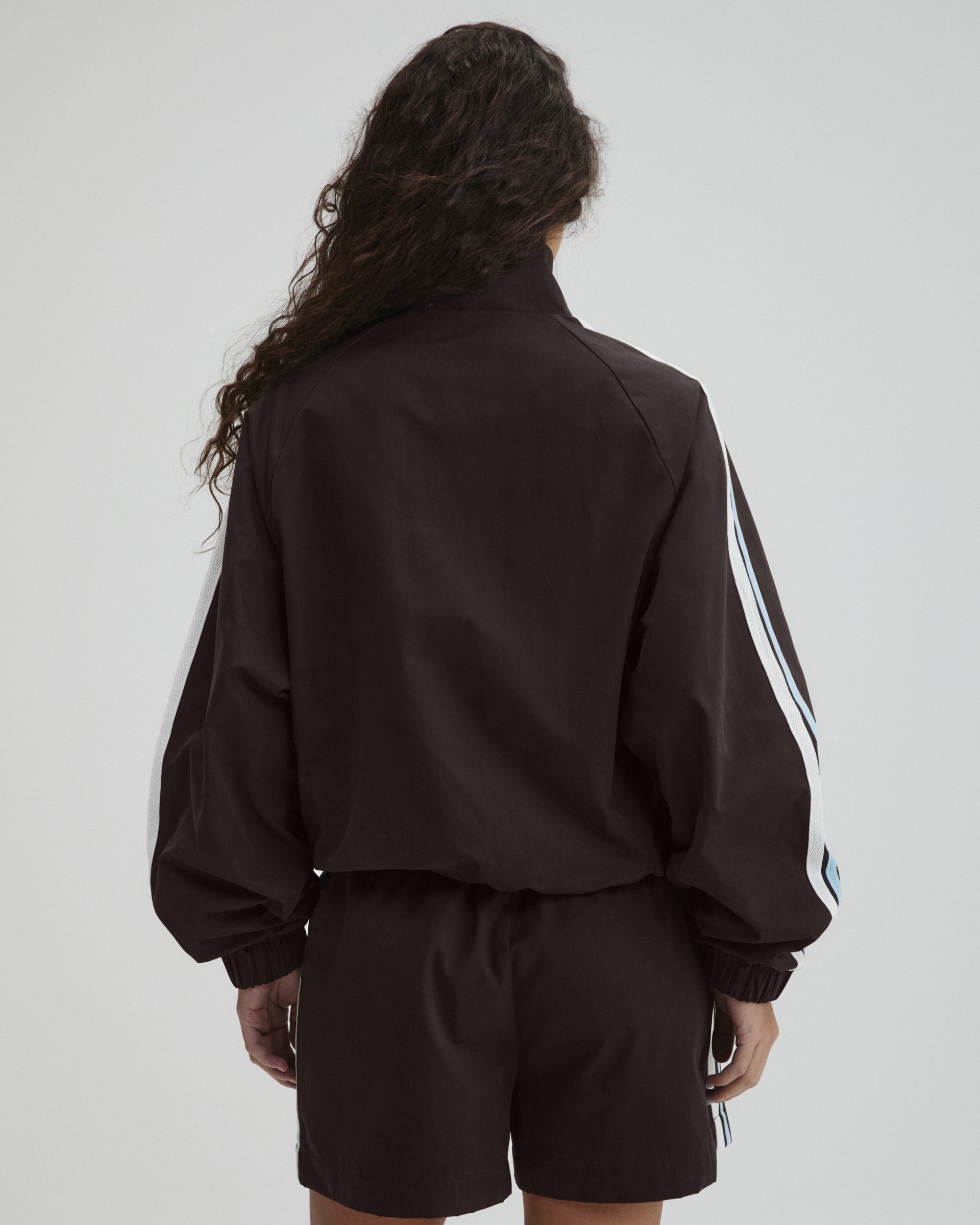 Stripe Detail Track Jacket - Coffee Bean