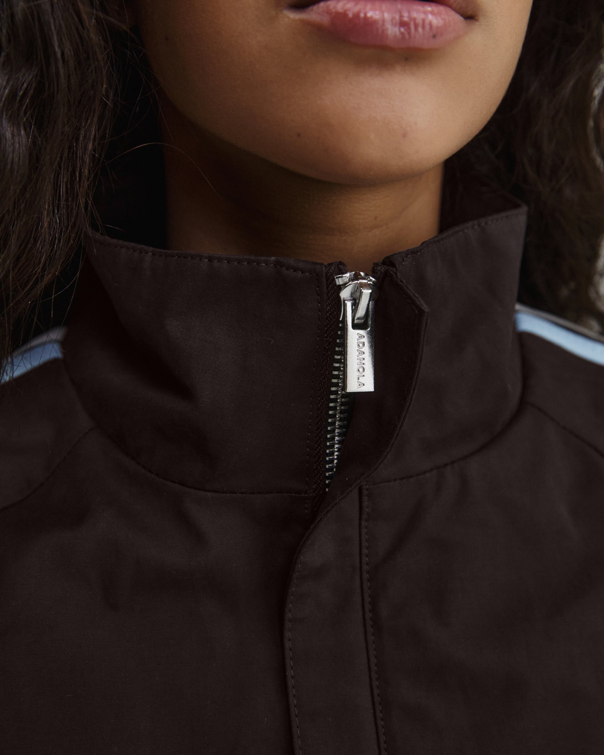 Stripe Detail Track Jacket Coffee Bean Adanola stripe-detail-track-jacket-coffee-bean-adanola