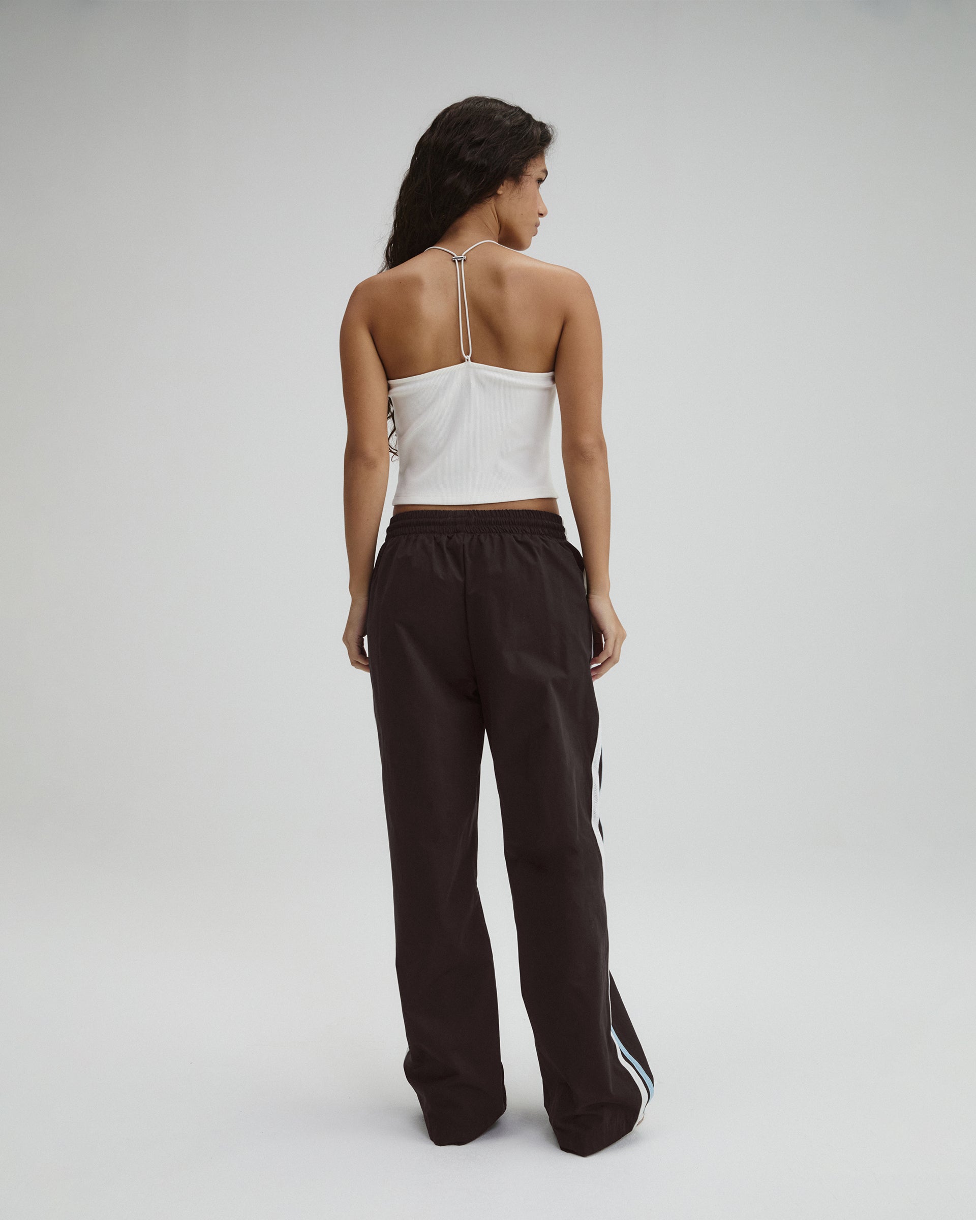 Woven Tape Detail Trousers - Coffee Bean