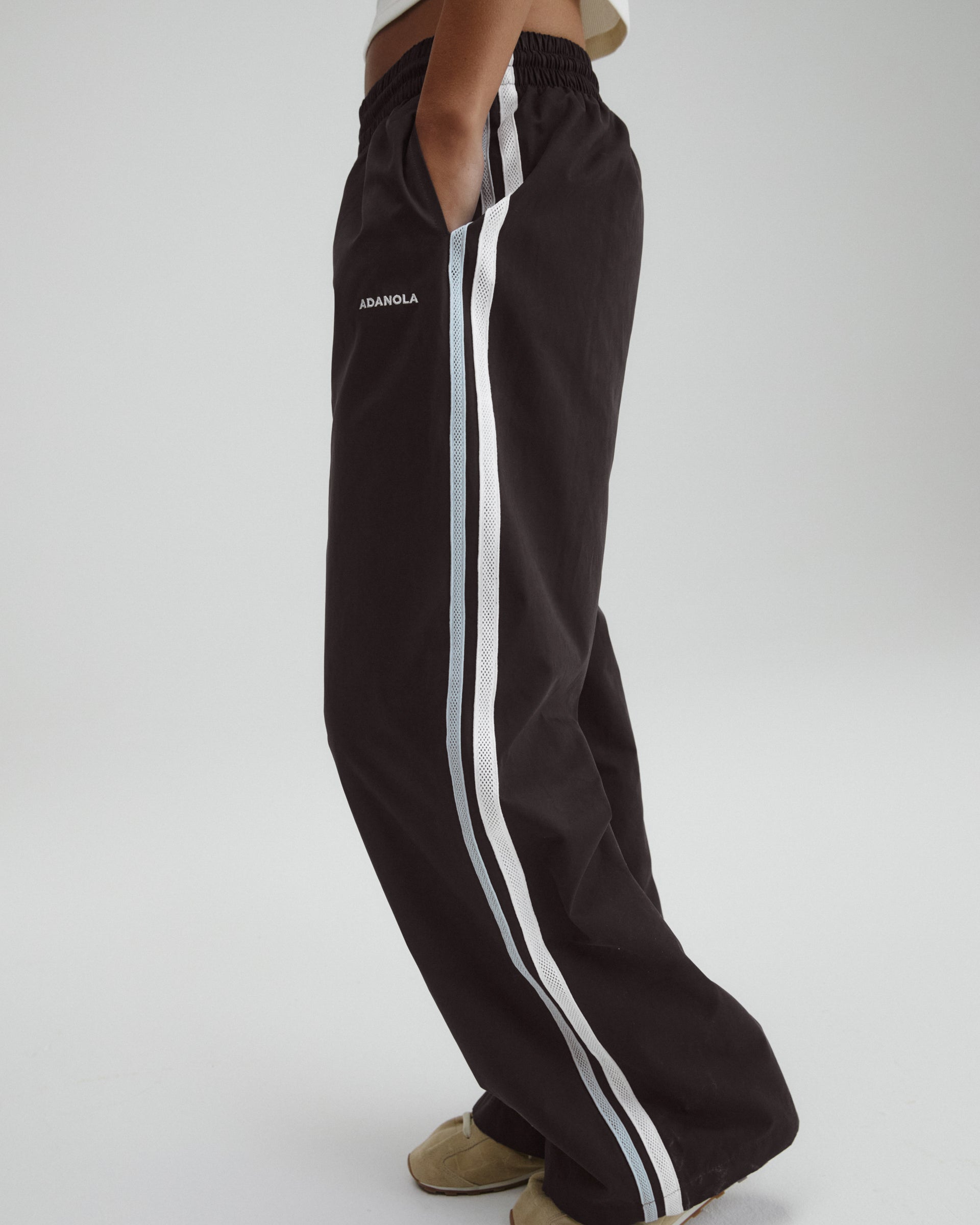 Woven Tape Detail Trousers - Coffee Bean