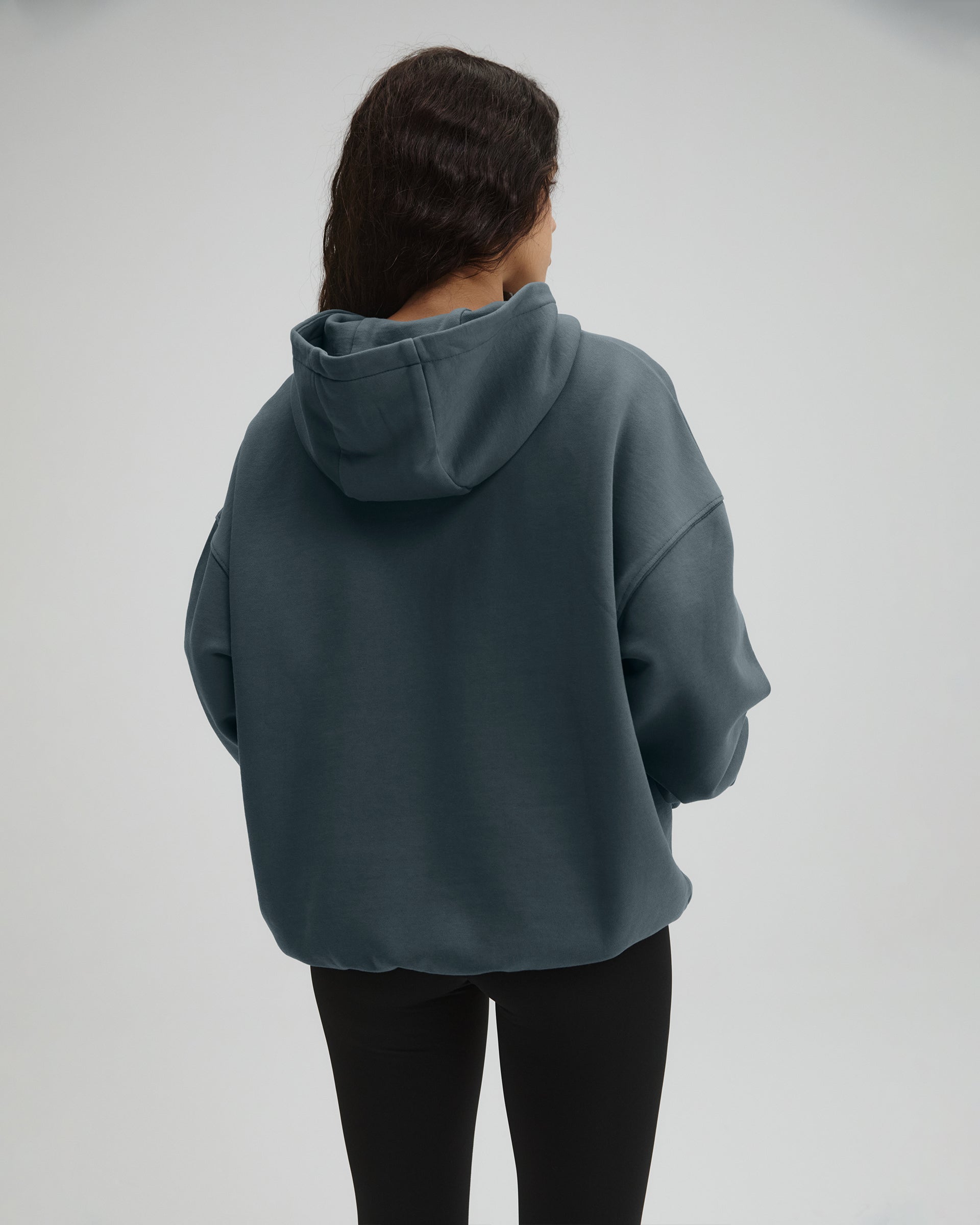 Distressed Varsity Washed Oversized Hoodie - Storm Blue