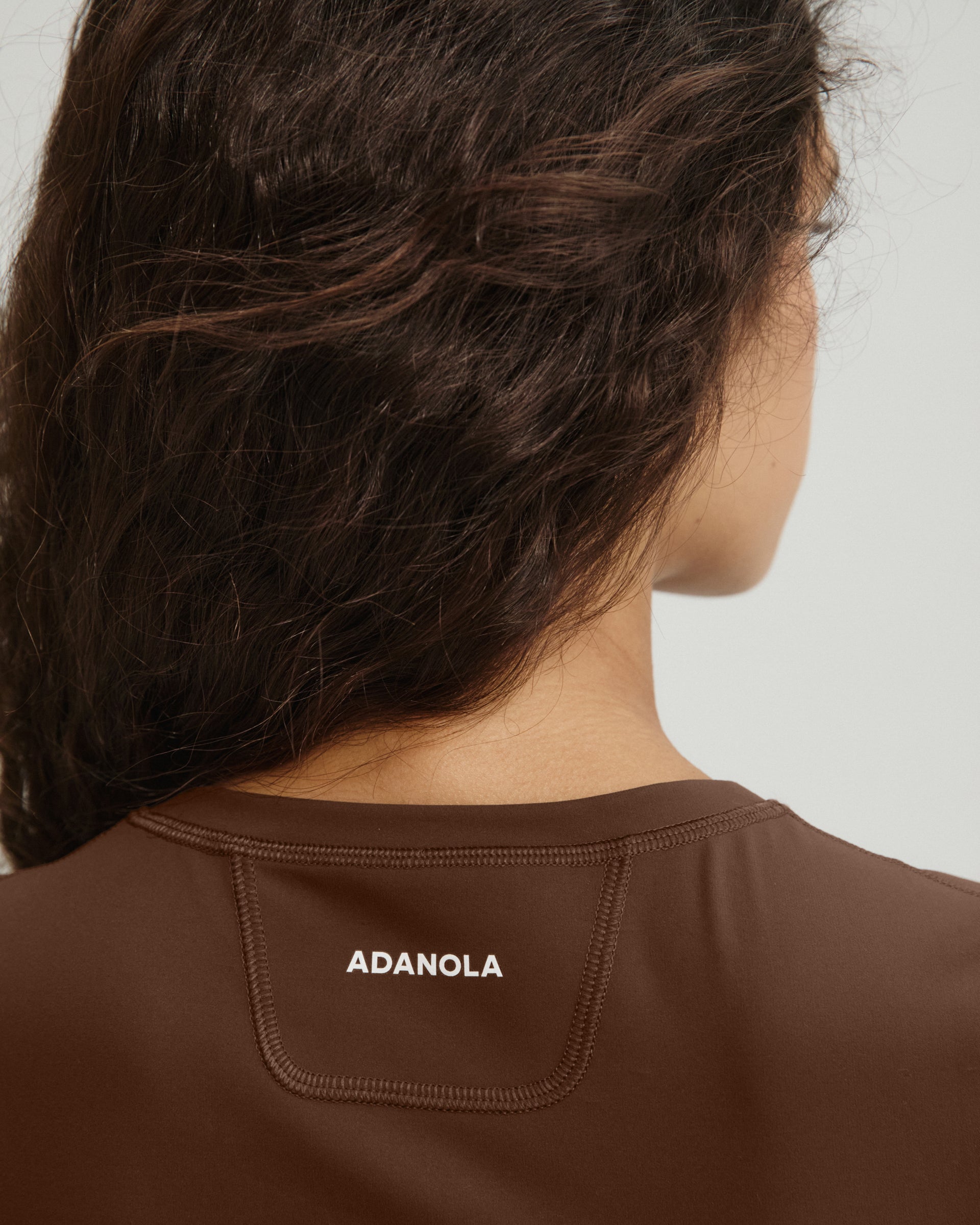 Panelled Long Sleeve Top - Mocha Brown