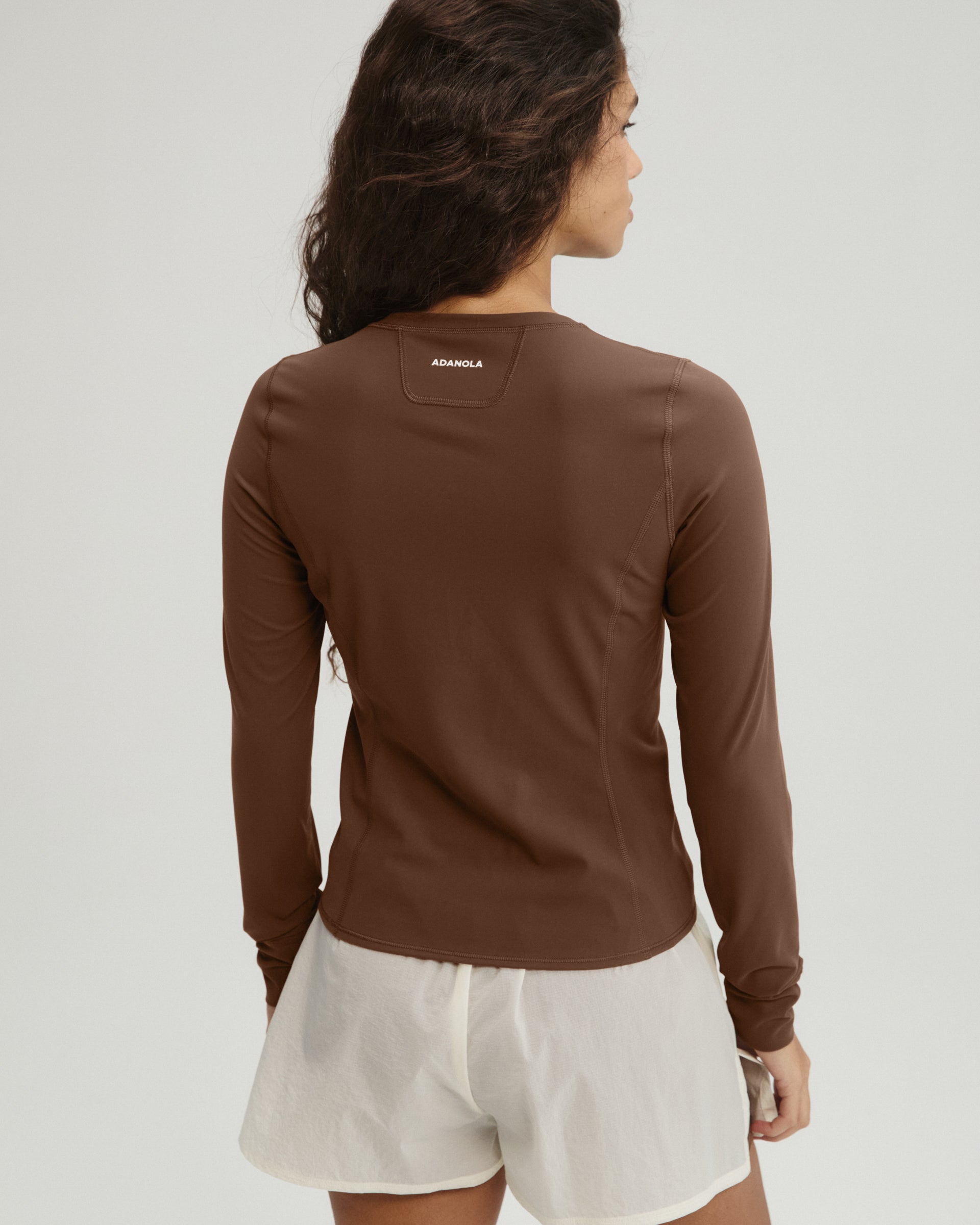 Panelled Long Sleeve Top - Mocha Brown