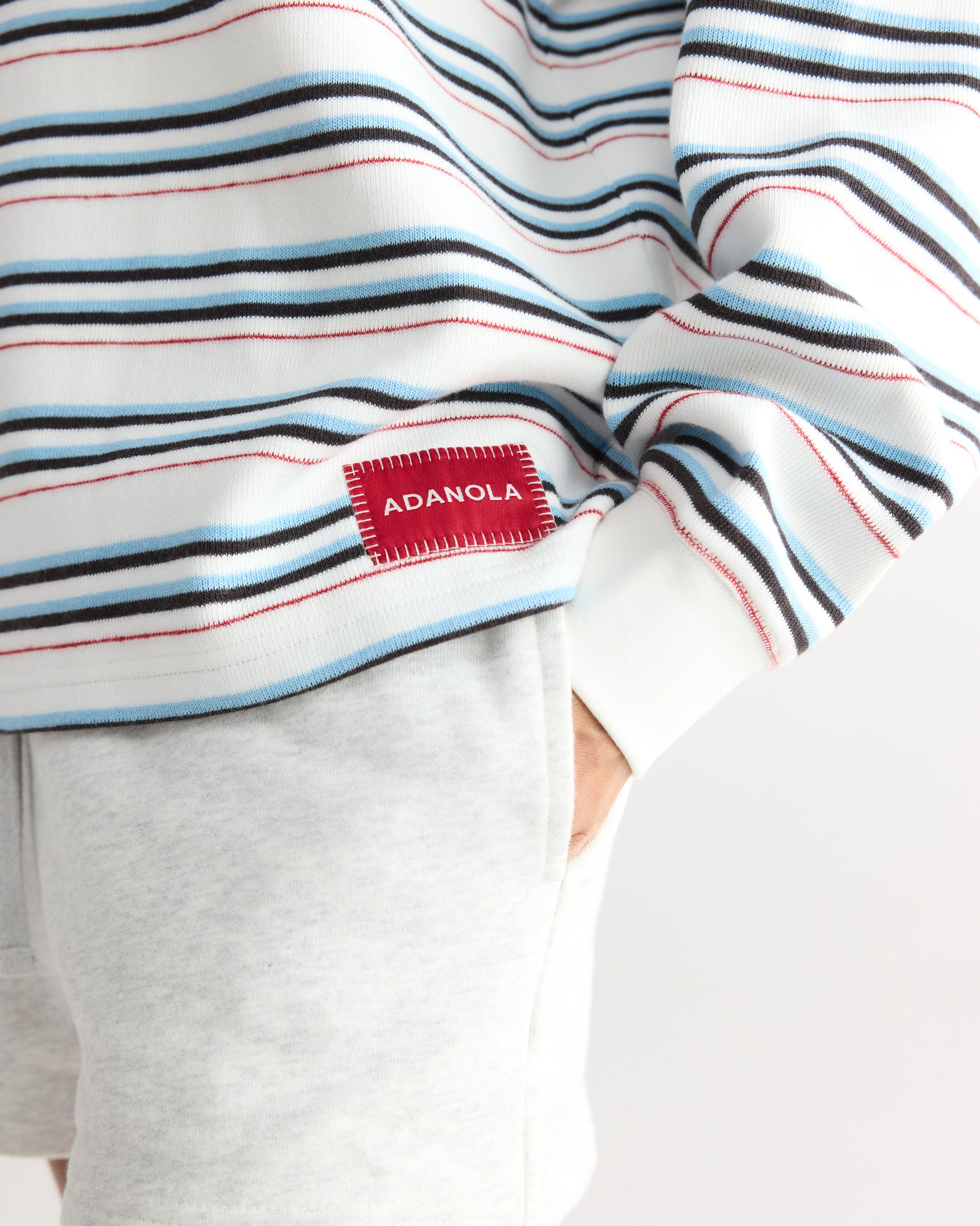 Varsity Oversized Stripe Rugby Top - Airy Blue/Marshmallow White