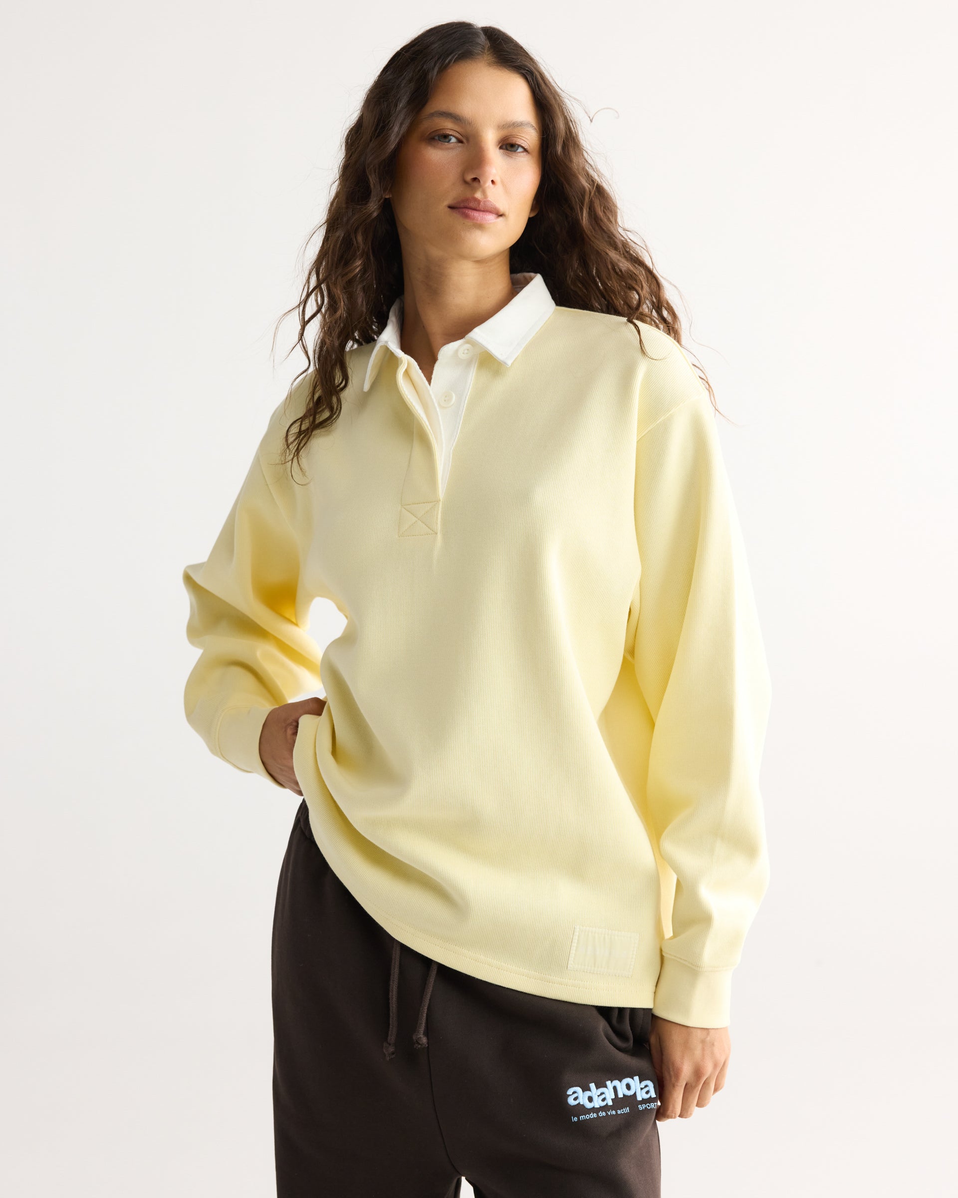 Varsity Oversized Rugby Top - Buttercream
