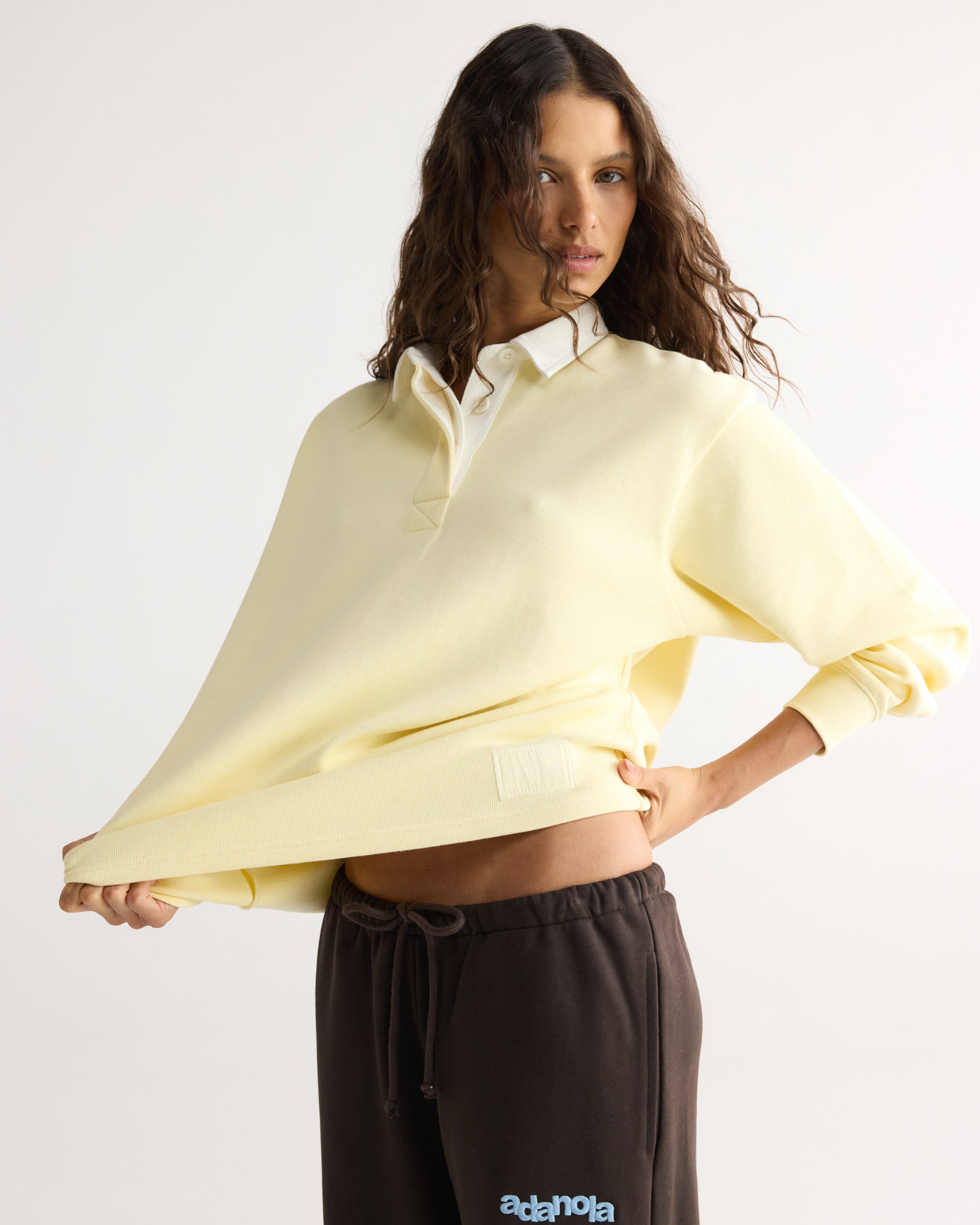 Varsity Oversized Rugby Top - Buttercream
