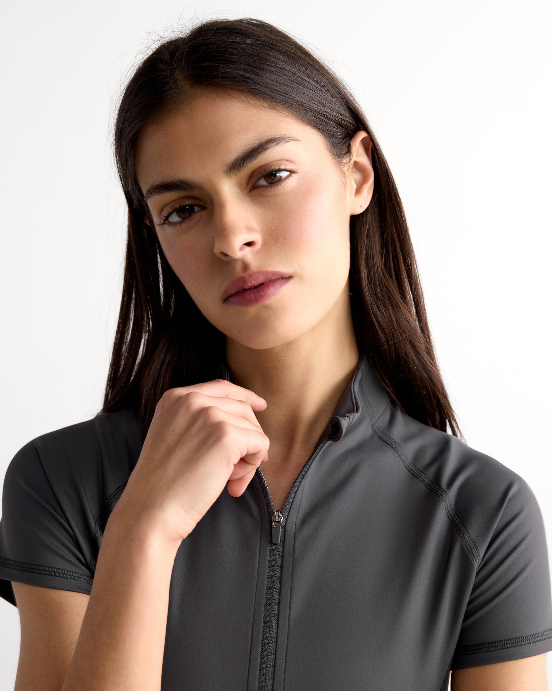 Women's Ultimate Short Sleeve Zip Up Top - Grey | Adanola – Adanola