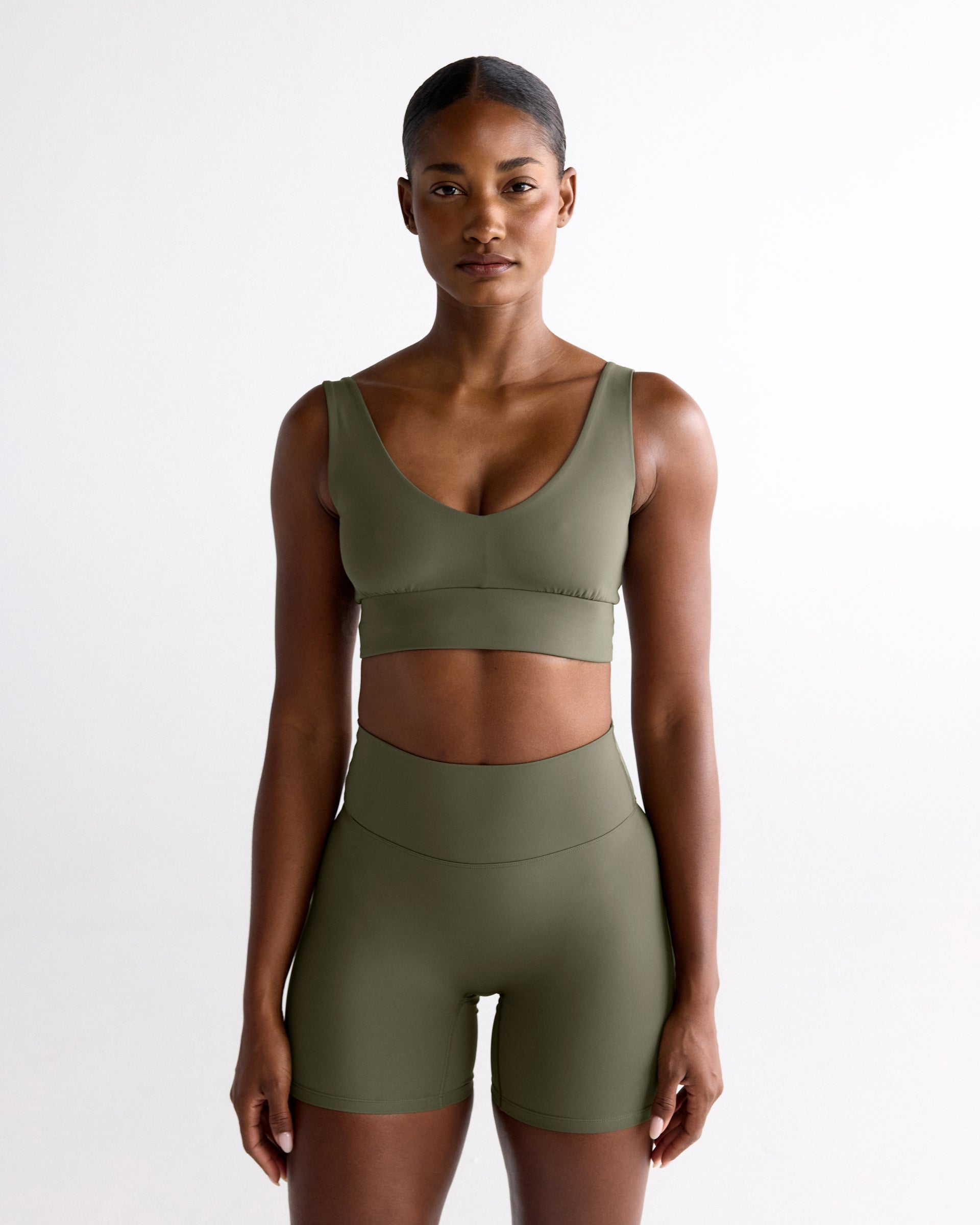 Women's Ultimate V-Neck Sports Bra - Olive Green | Adanola – Adanola