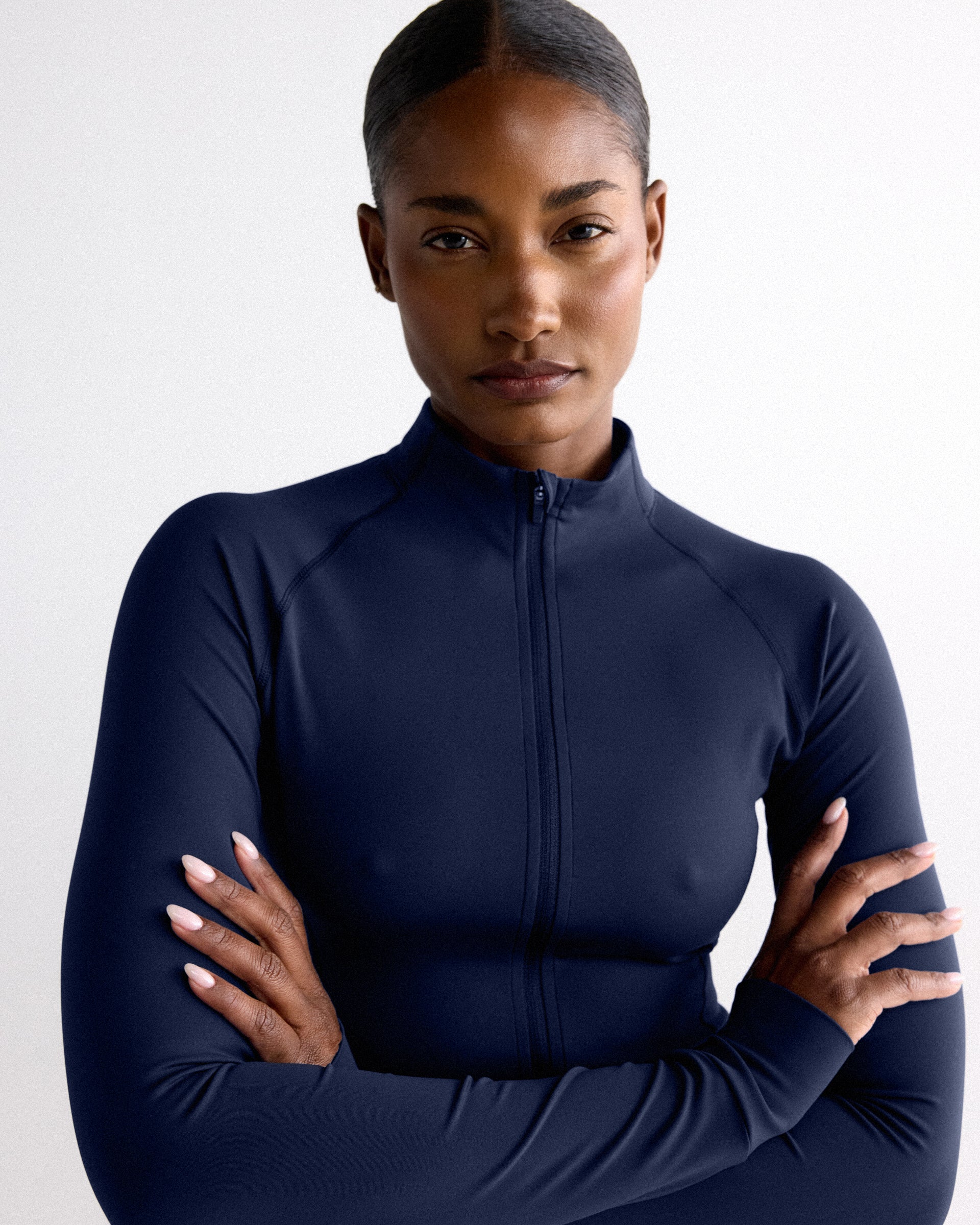 Ultimate Long Sleeve Zip Up Top - Navy Blue – Adanola