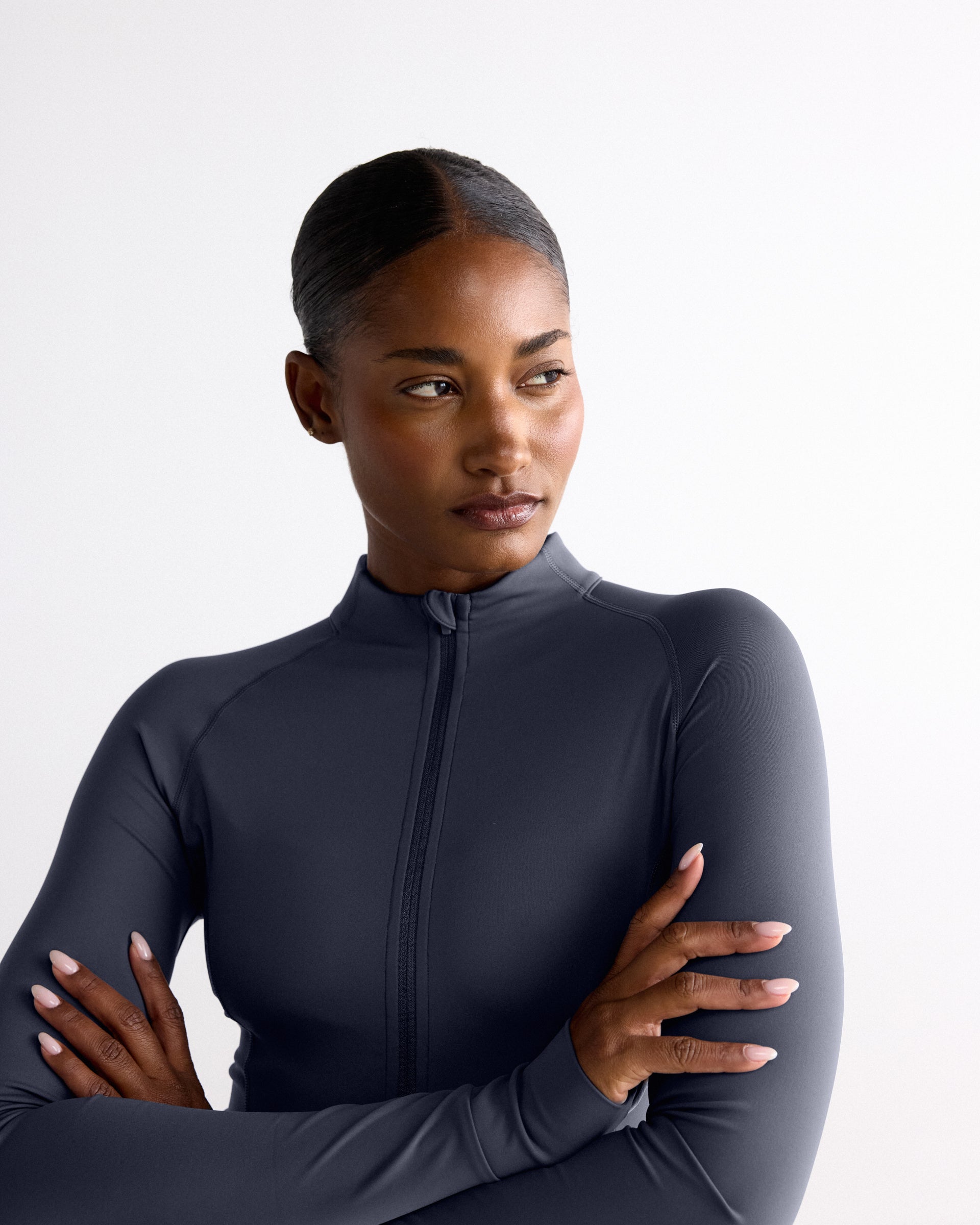 Ultimate Long Sleeve Zip Up Top - Midnight Blue – Adanola