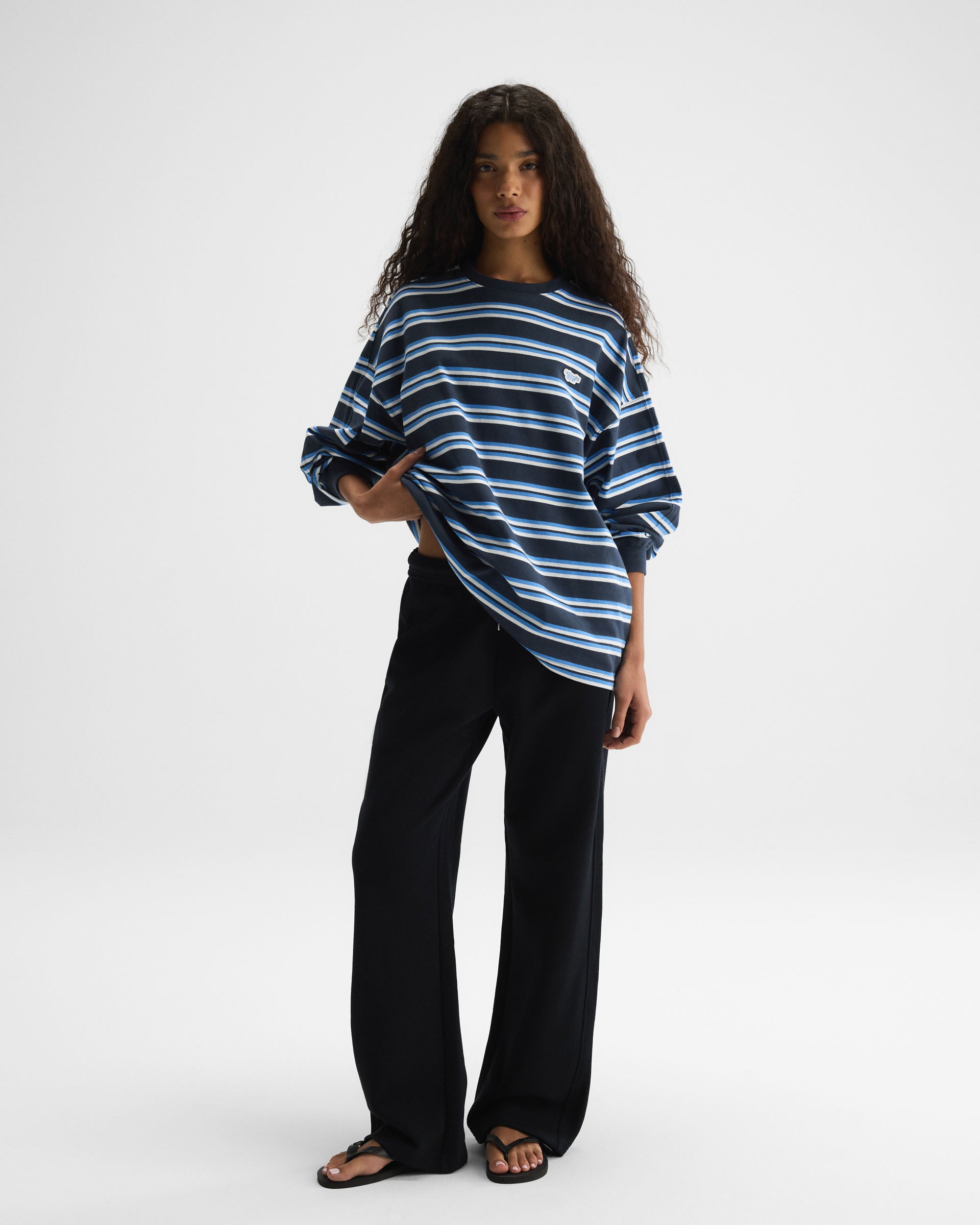 Stripe Long Sleeve T-shirt - Midnight Blue – Adanola