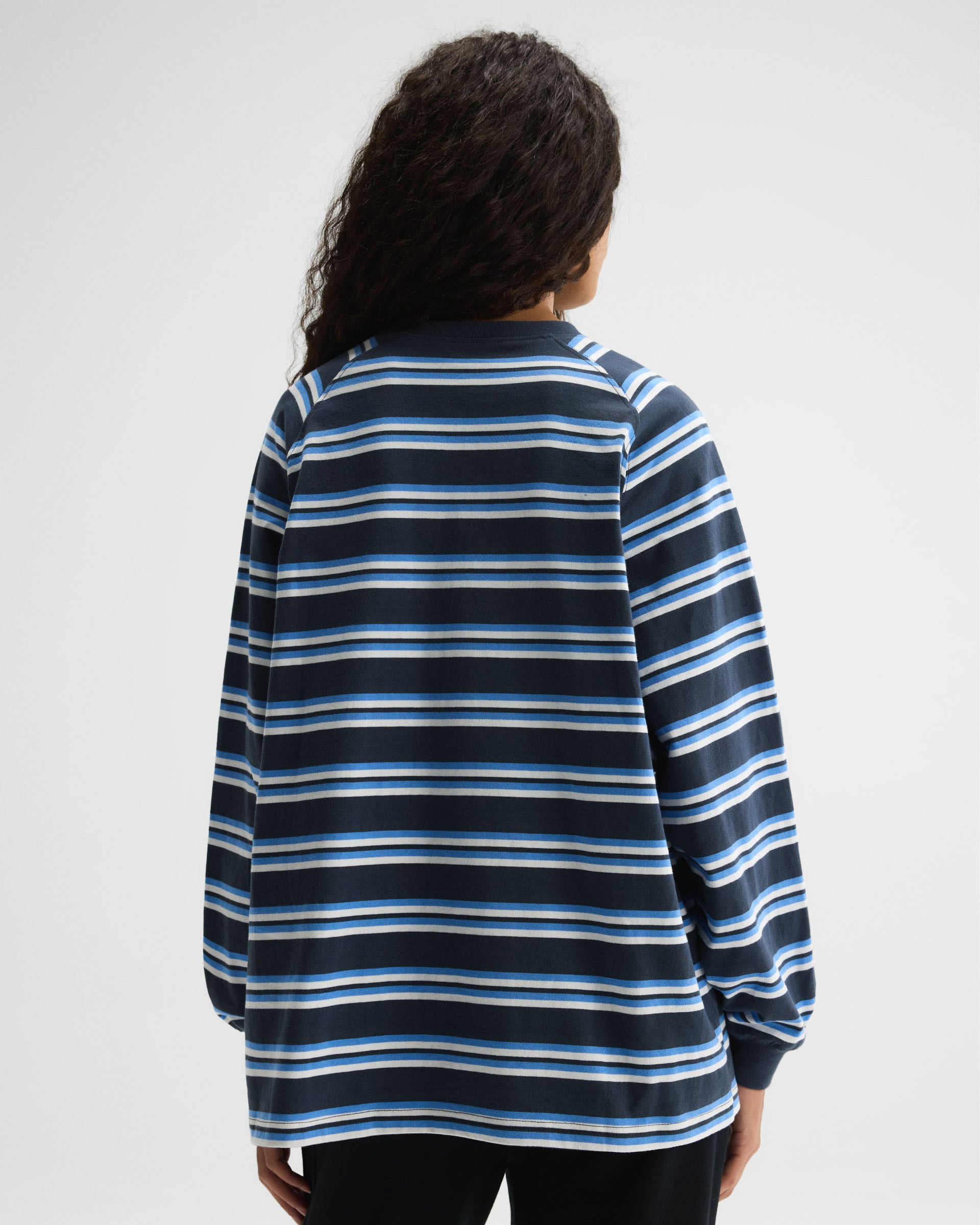 Stripe Long Sleeve T-shirt - Midnight Blue – Adanola