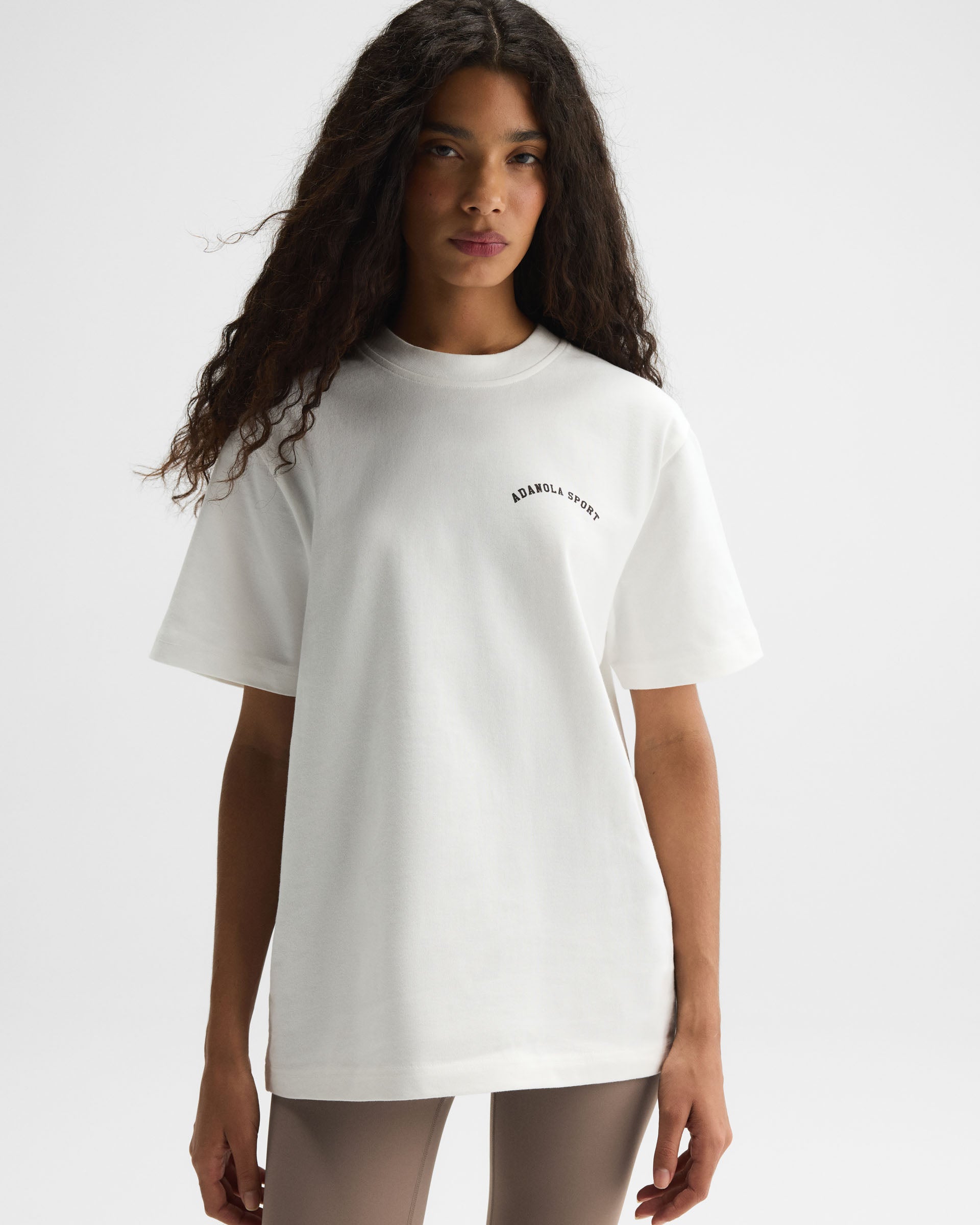 Sport Short Sleeve Oversized T shirt White Coffee Bean