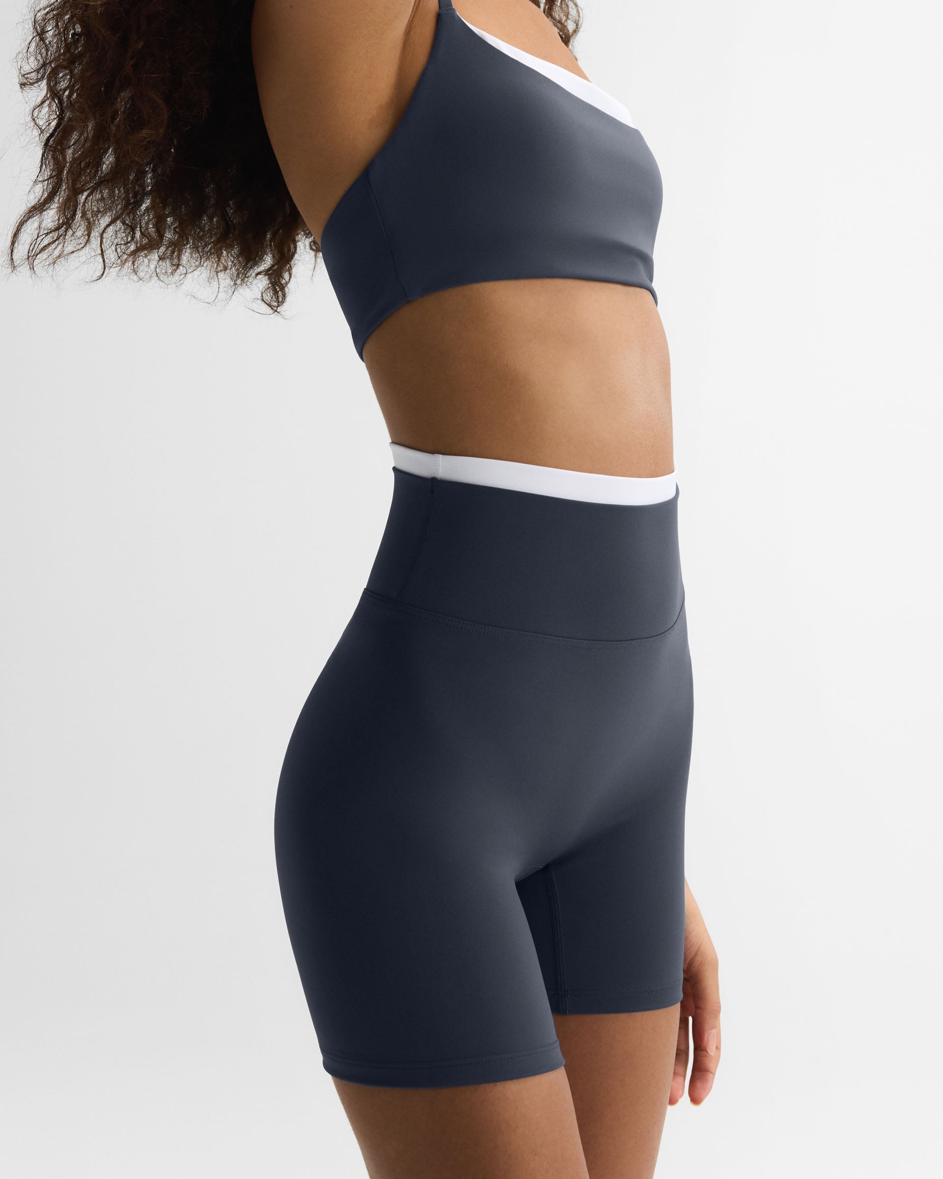 Ultimate Double Layer Crop Shorts Midnight Blue White