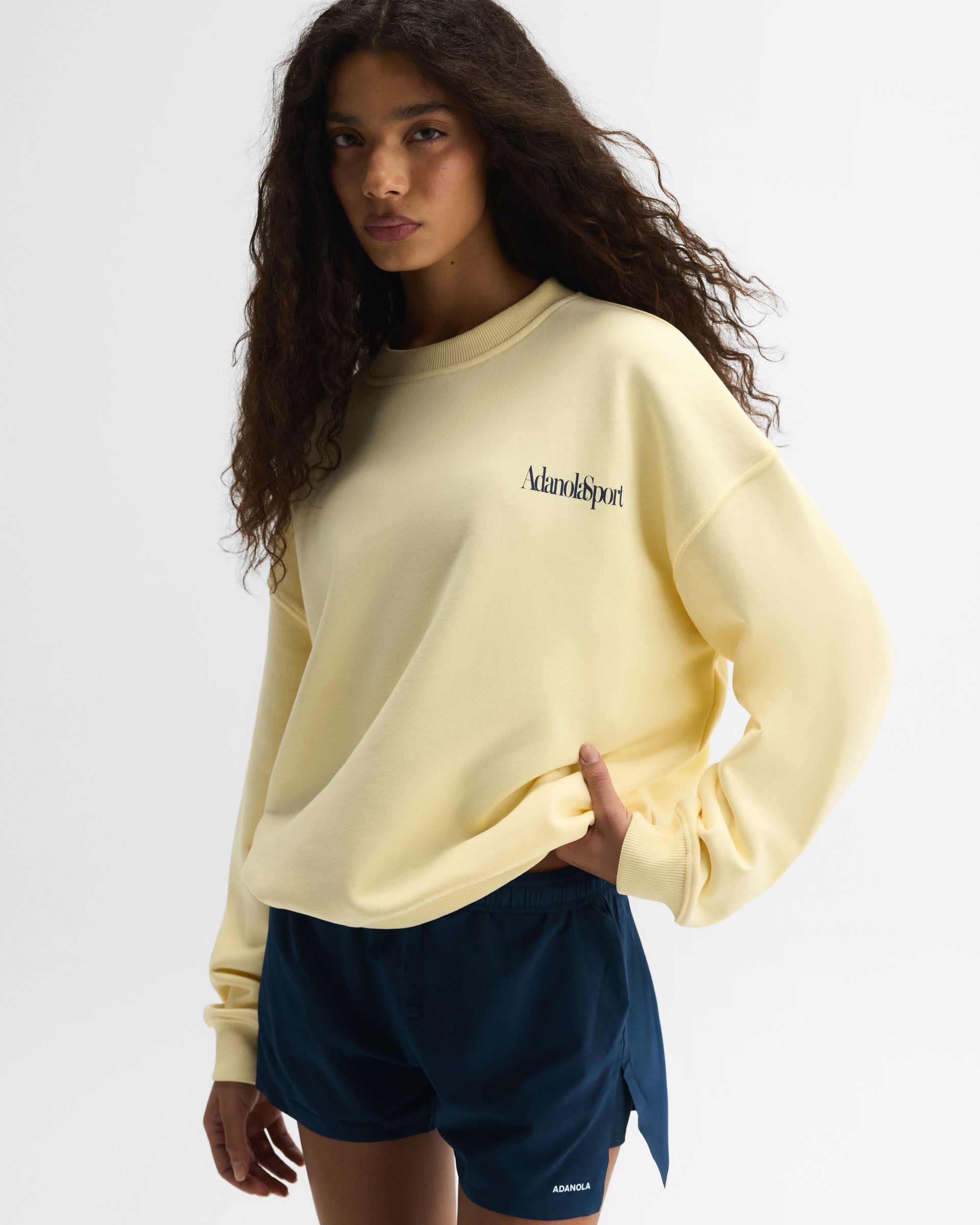Retro AS Oversized Sweatshirt - Buttercream/Navy Blue