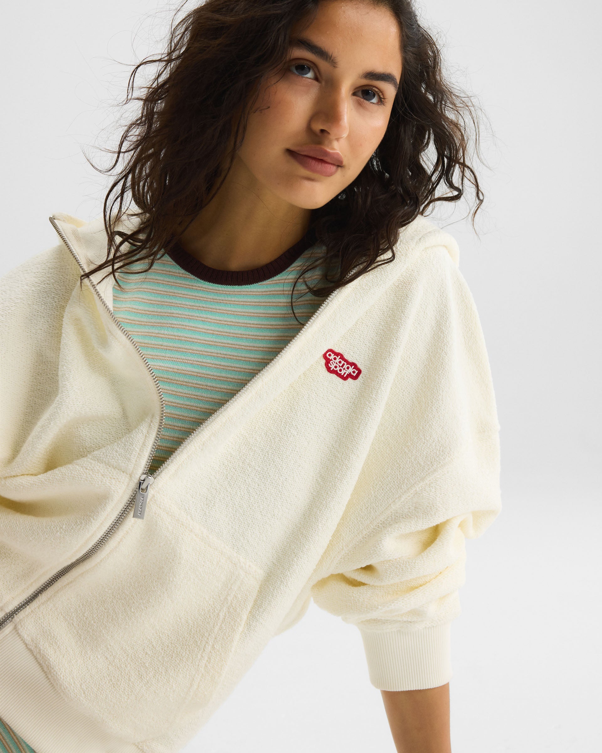 AS Reverse Loopback Zip Through Hoodie - Marshmallow White
