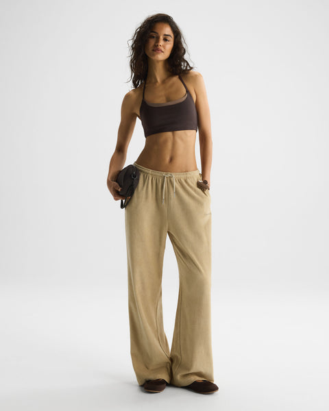 Women's Towelling Straight Leg Trousers - Caramel | Adanola – Adanola