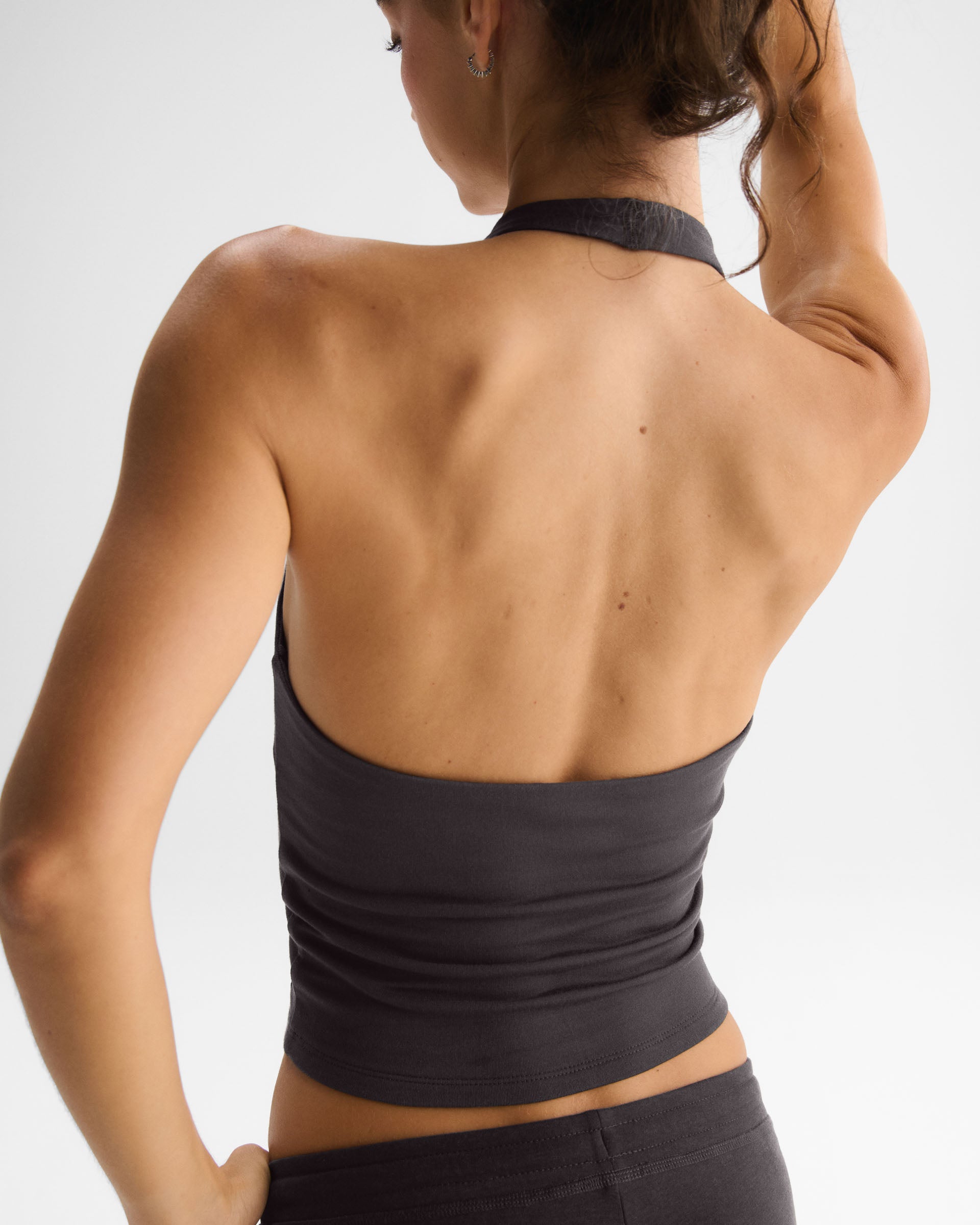 Soft Modal Halter Neck Tank Top - Coffee Bean