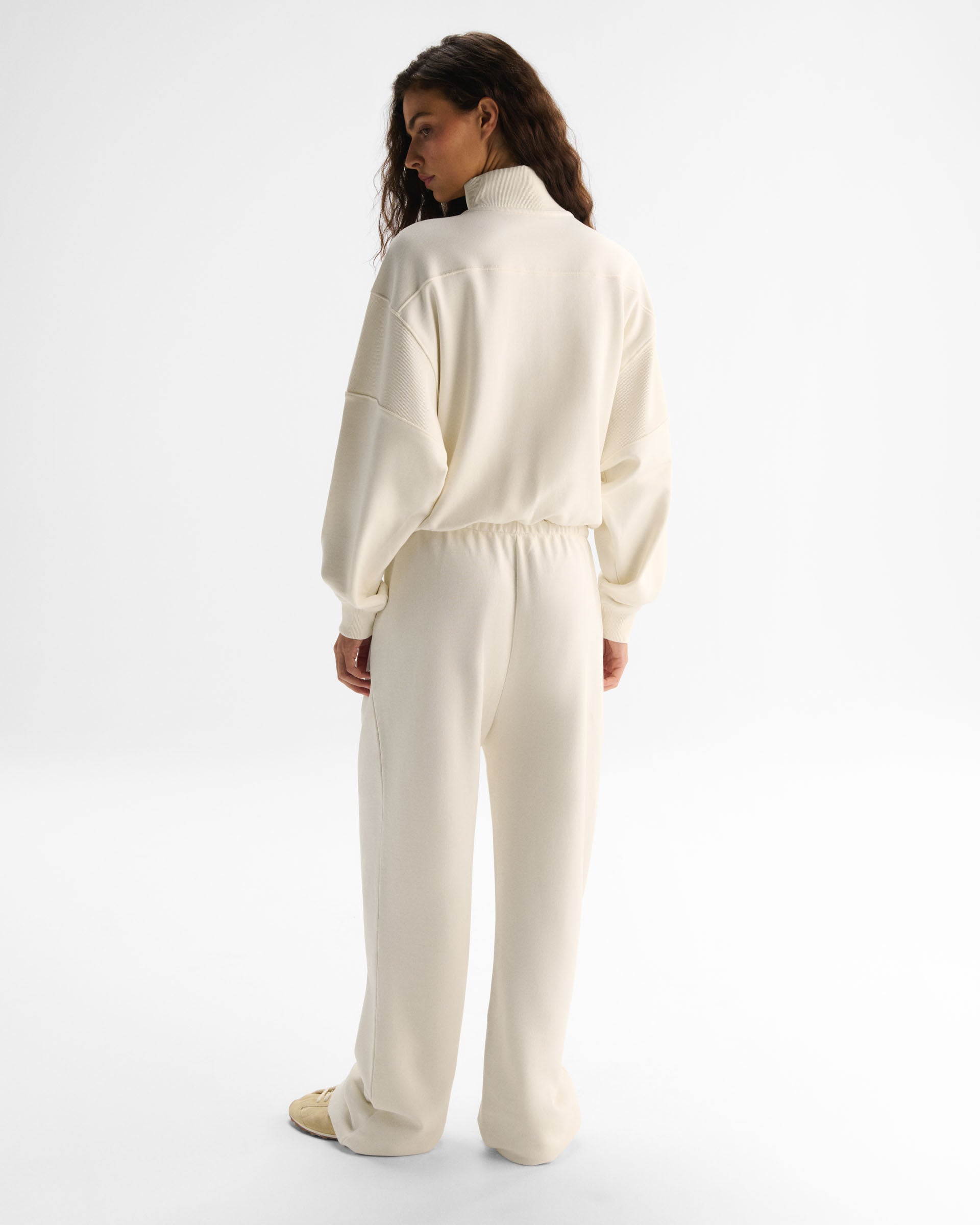 Retro AS Oversized Funnel Neck Zip Sweatshirt - Marshmallow White/Classic Red