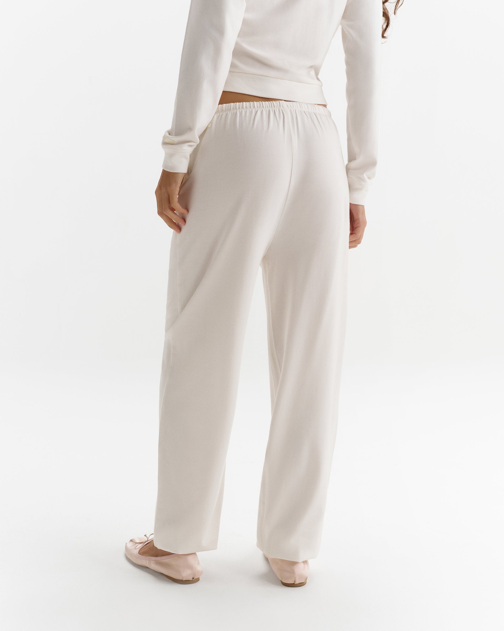 Modal Soft Lounge Cuffed Trousers - Marshmallow White
