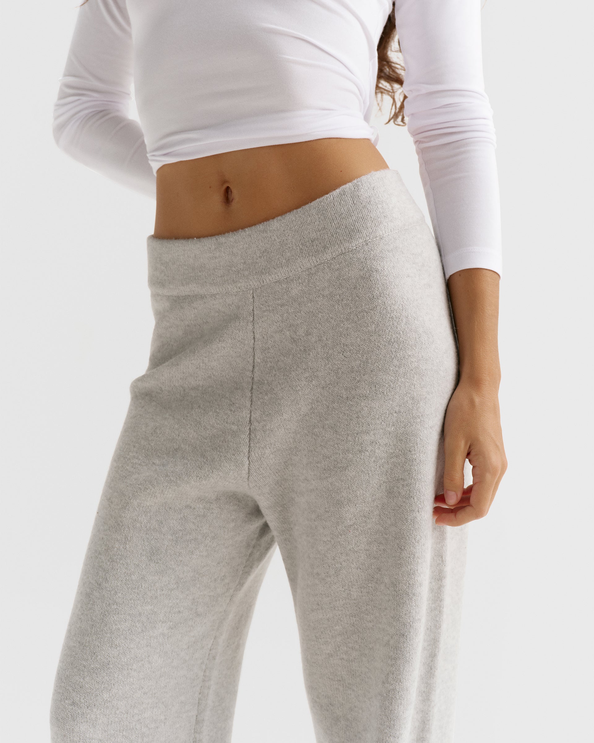 Knit Straight Leg Sweatpants - Light Grey Melange