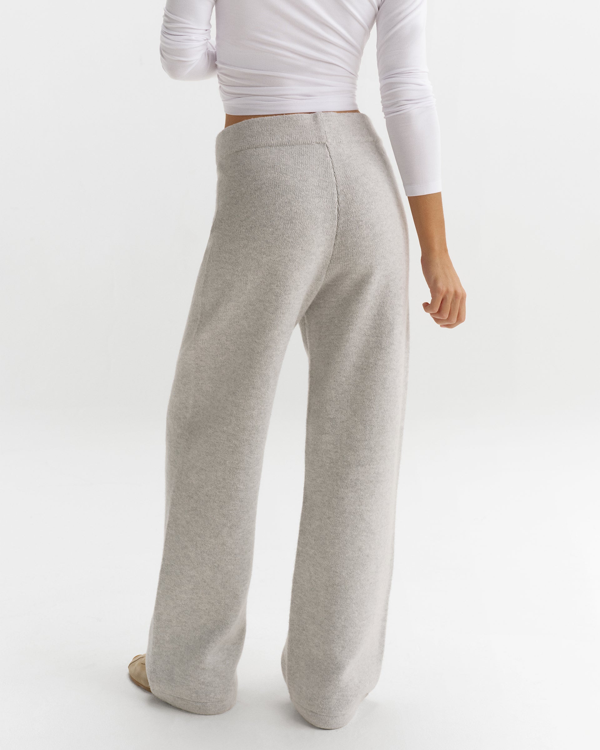 Knit Straight Leg Sweatpants - Light Grey Melange