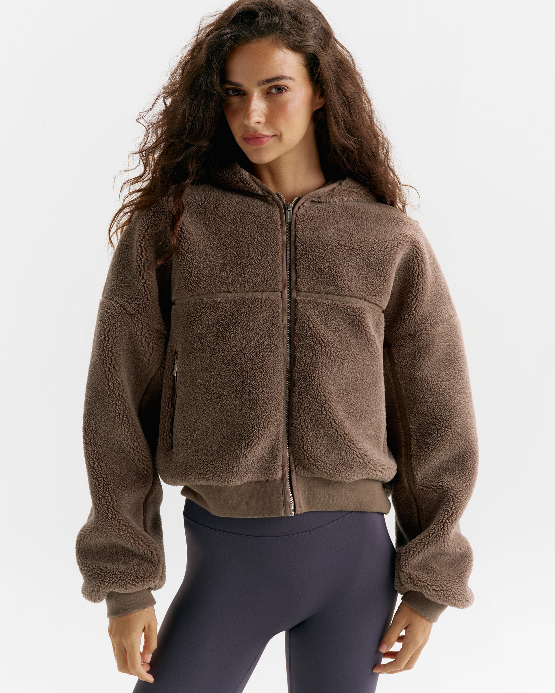Hooded Yoke Seam Fleece - Mink Brown