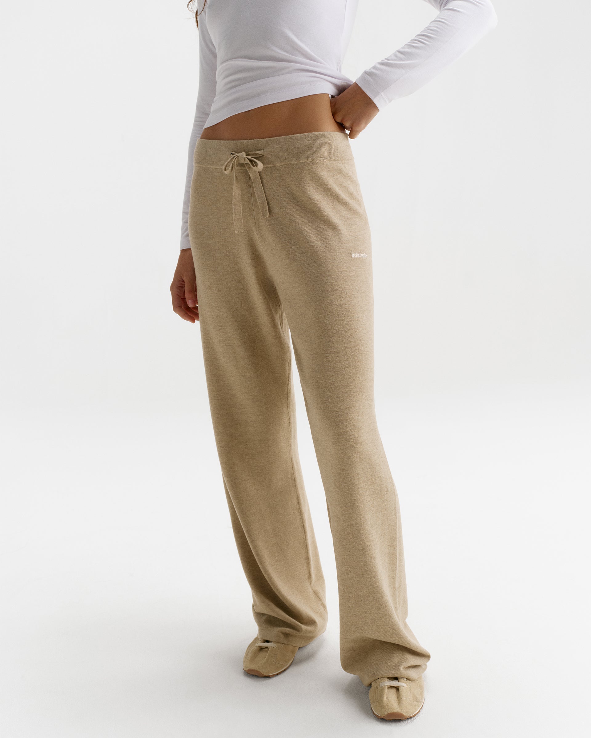Adanola Knit Straight Leg Trousers - Oatmeal