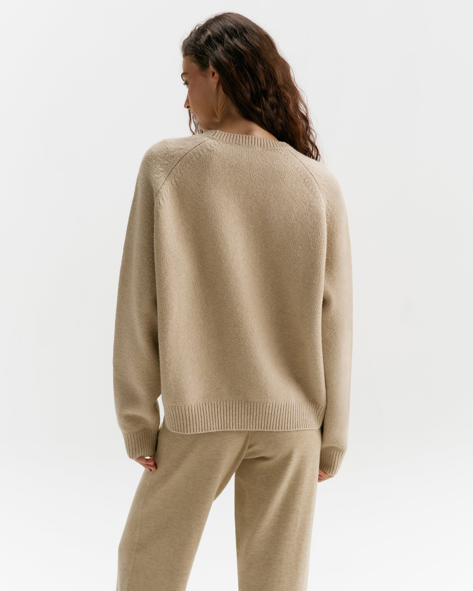Varsity Boucle Oversized Knit Sweatshirt - Oatmeal