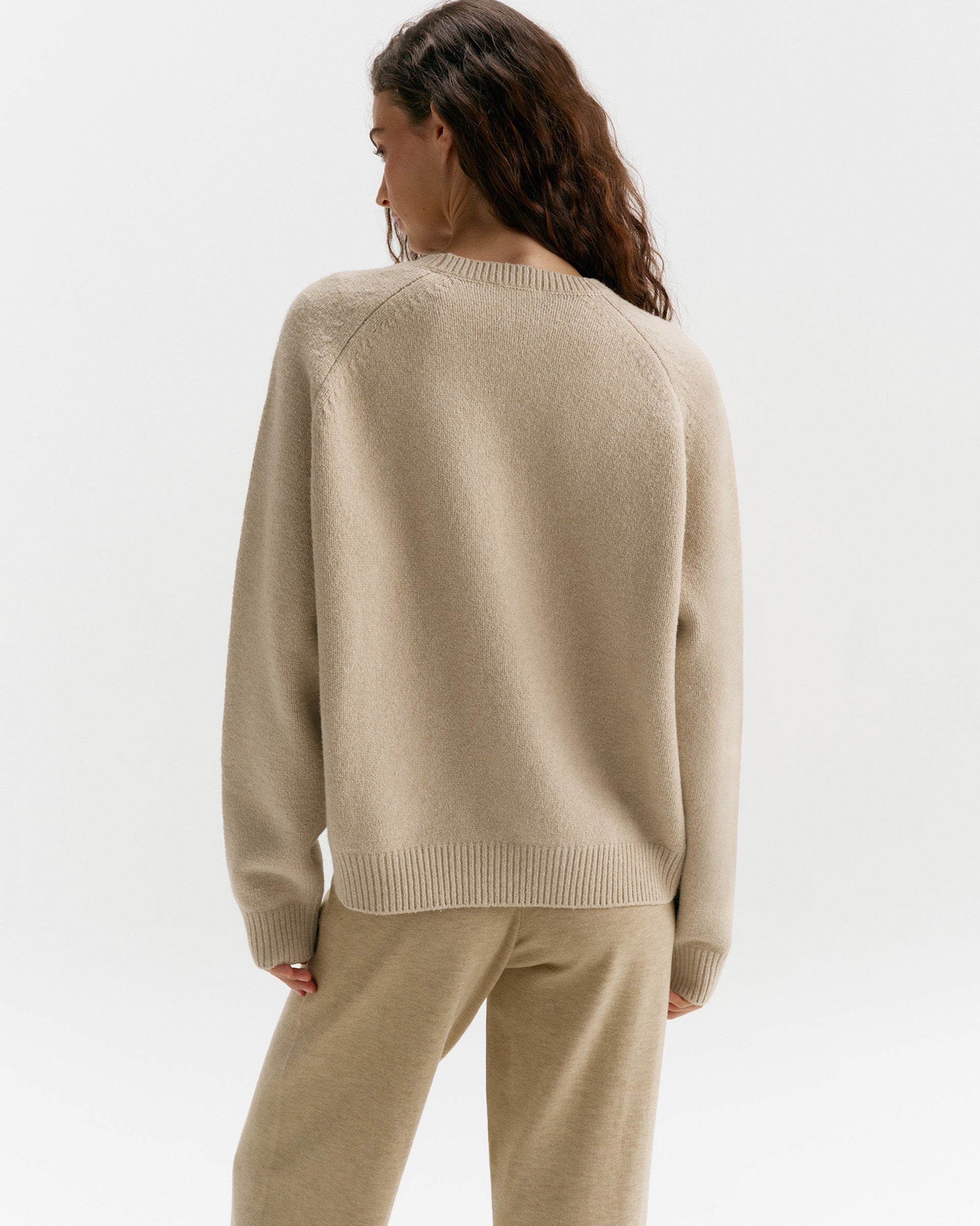 Varsity Boucle Oversized Knit Sweatshirt - Oatmeal