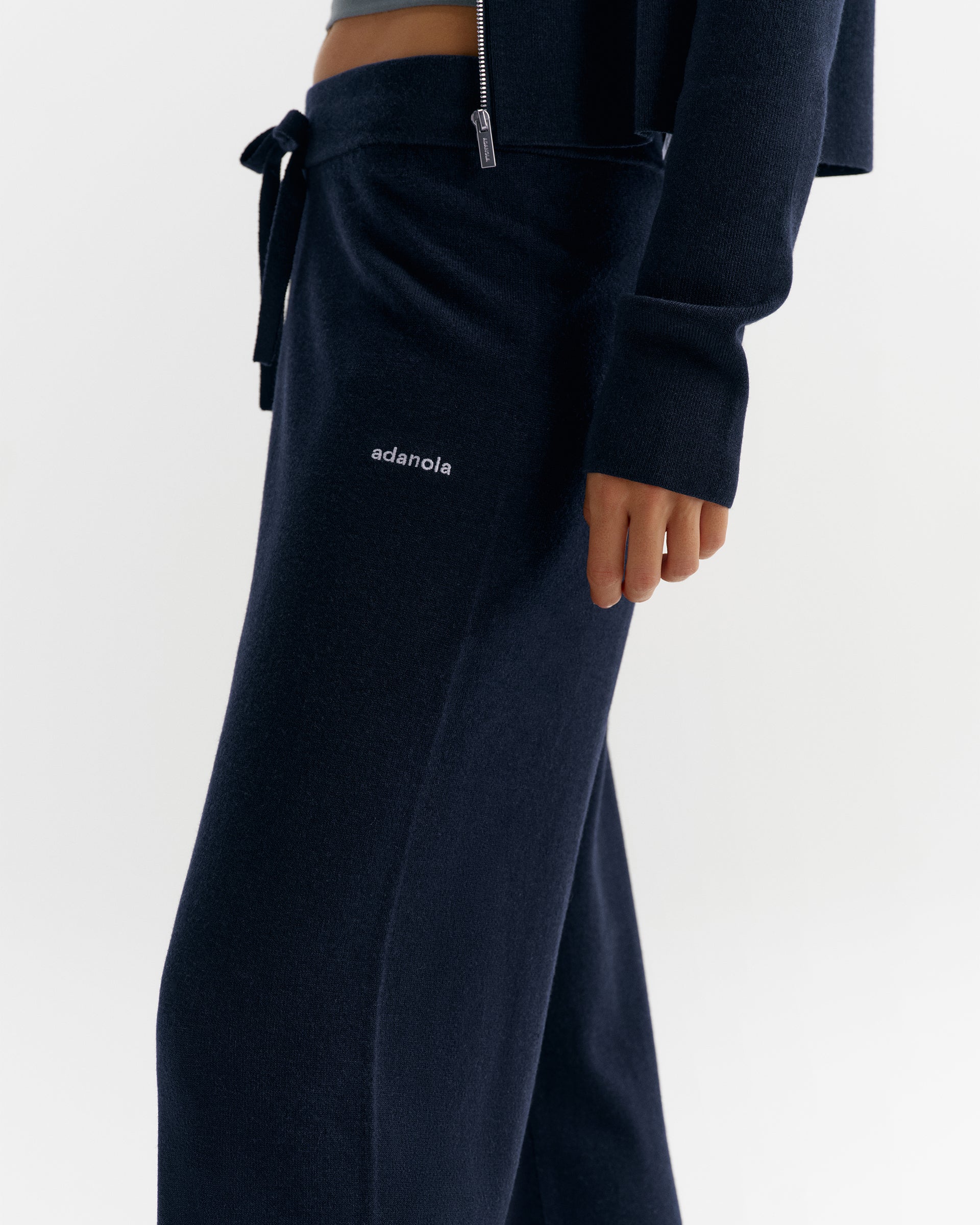 Adanola Knit Straight Leg Trousers - Navy Blue