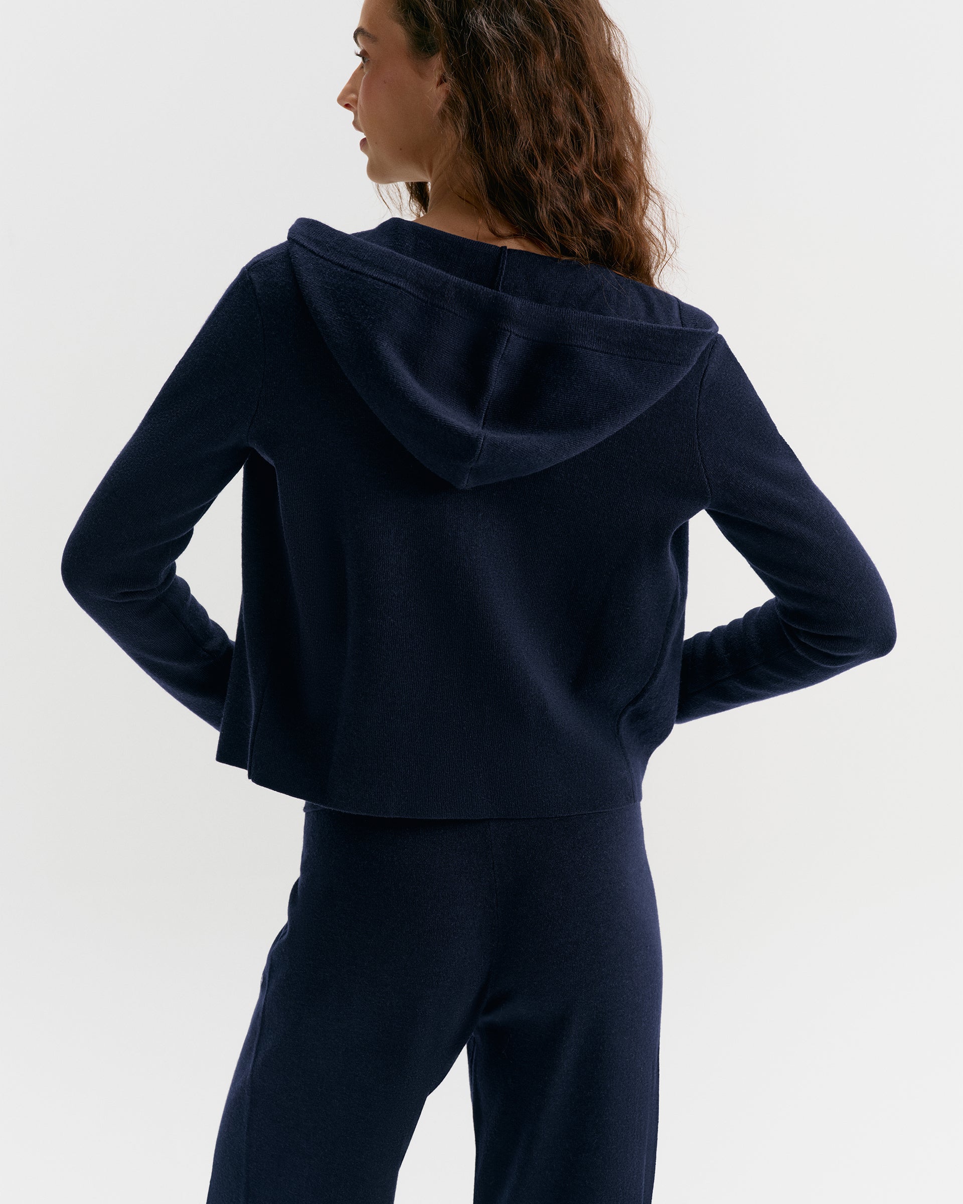 Adanola Knit Zip Up Hoodie - Navy Blue
