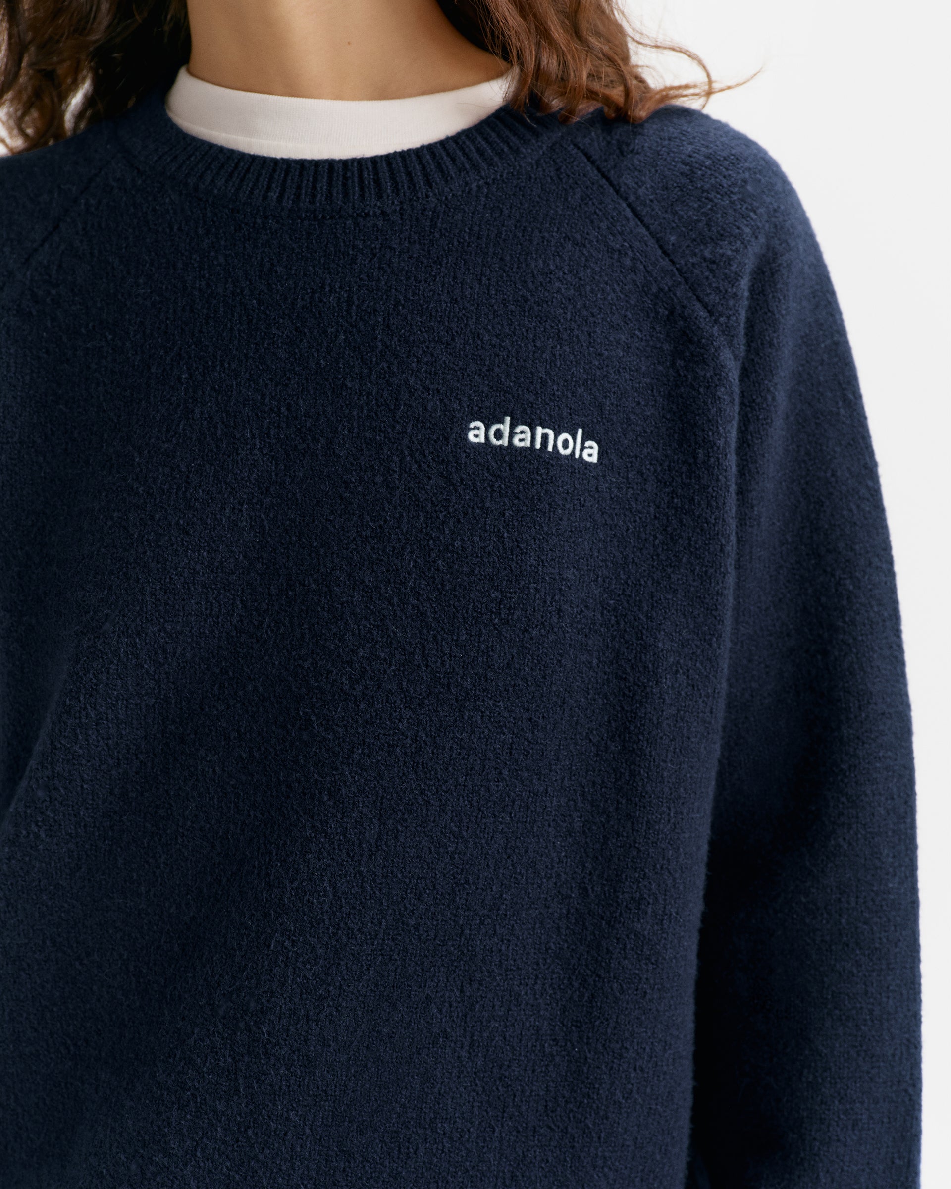 Chest Adanola Oversized Knit Sweatshirt - Navy Blue