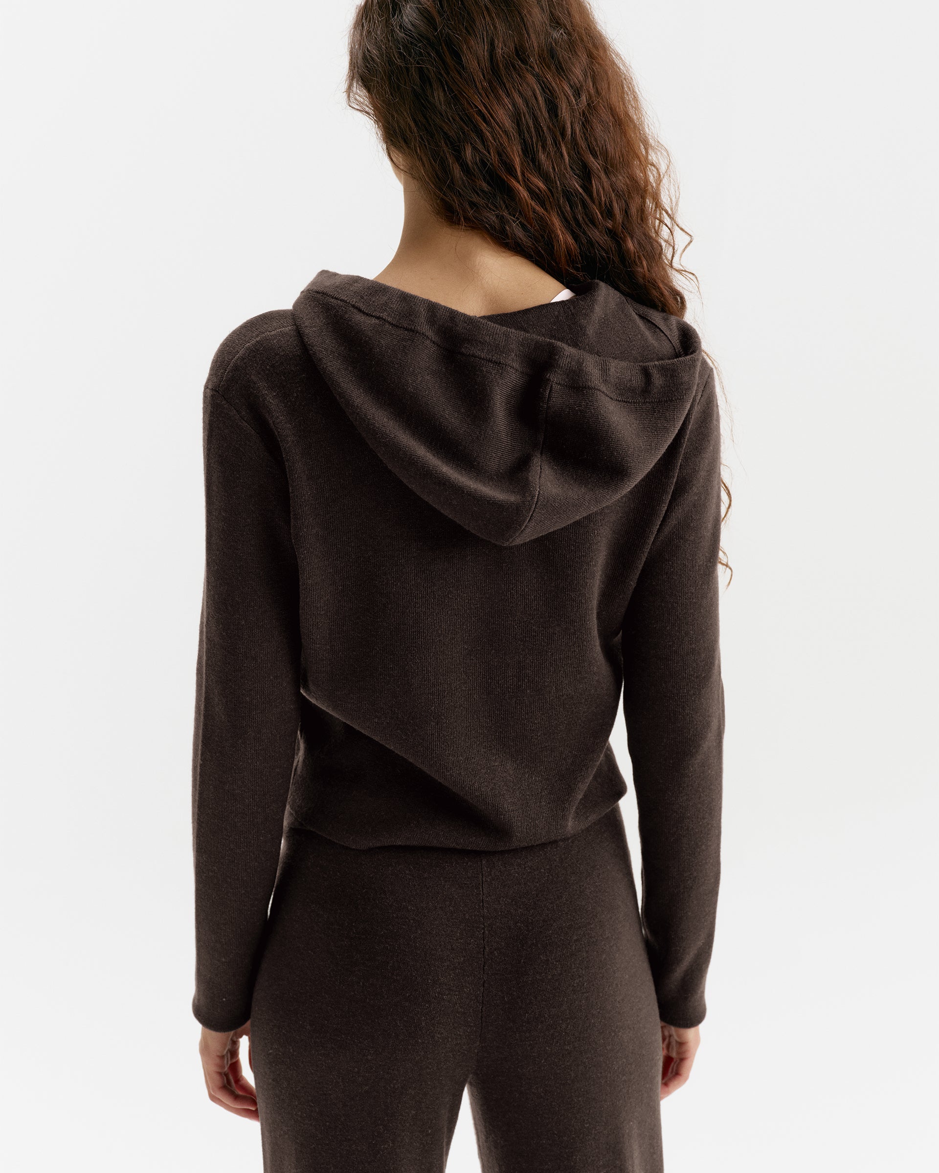 Adanola Knit Zip Up Hoodie - Coffee Bean